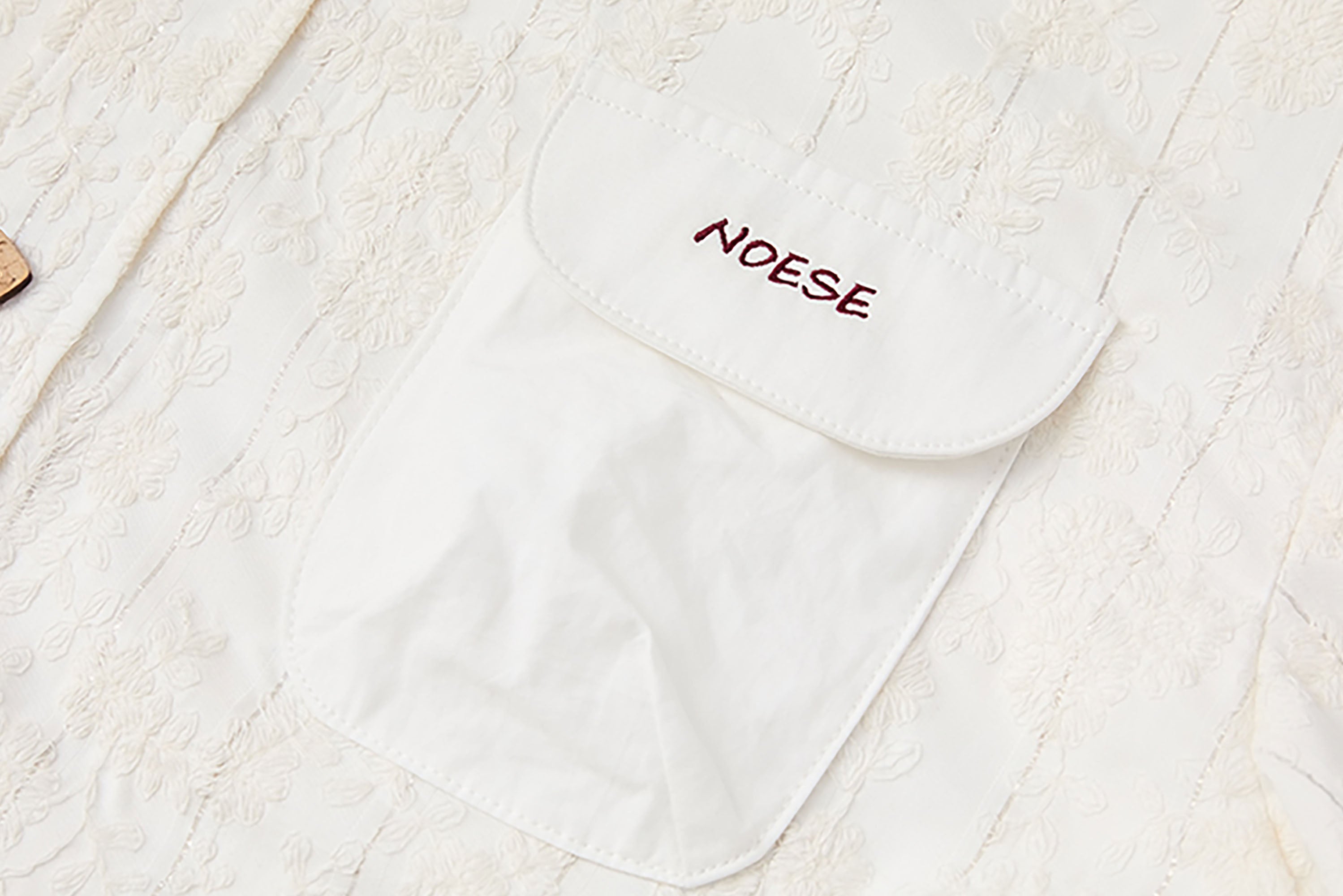 NOESE Asymmetrical Ruffle Collar Embroidered Shirt