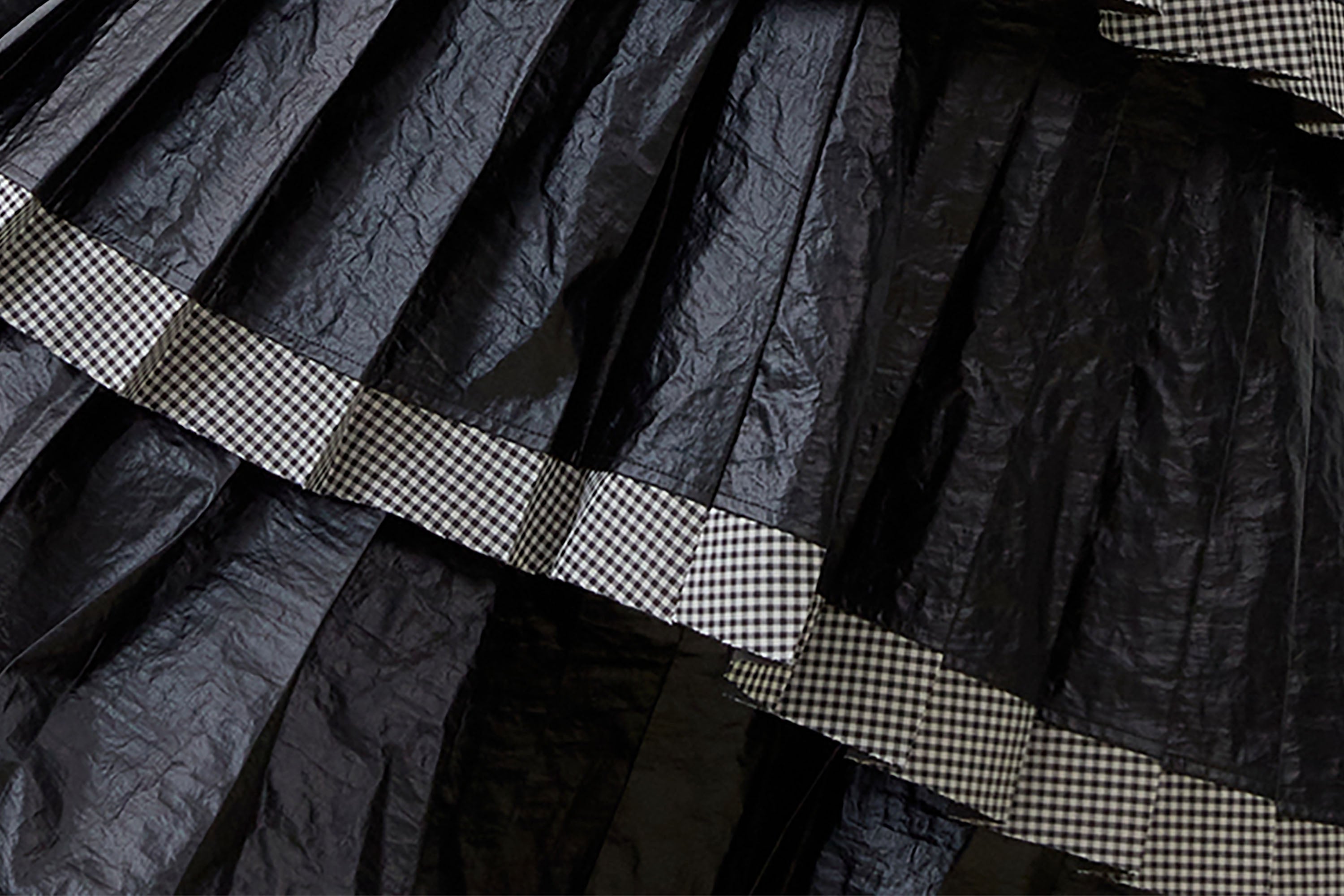 NOESE Faux Leather Pleated Layered Cake Skirt