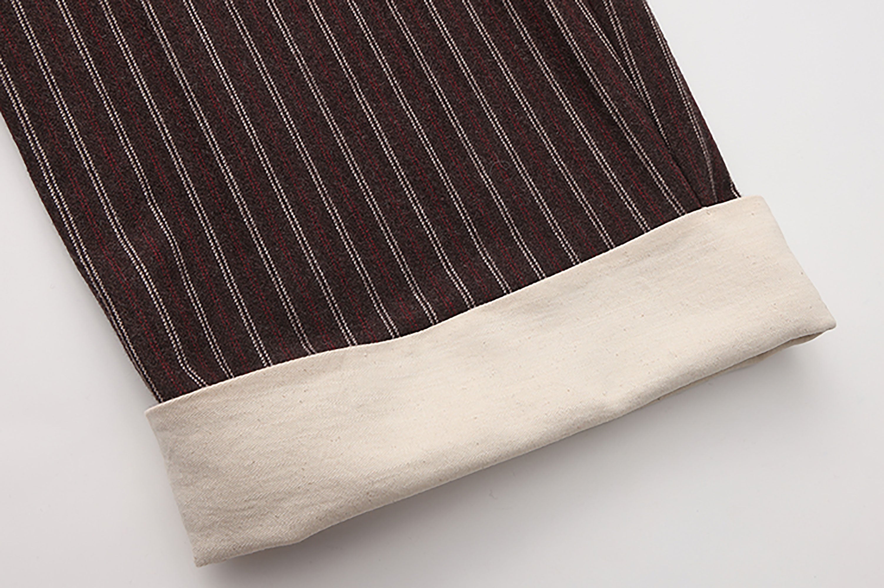 NOESE Foldover Waist Pinstripe Wool-Blend Wide-Leg Trousers