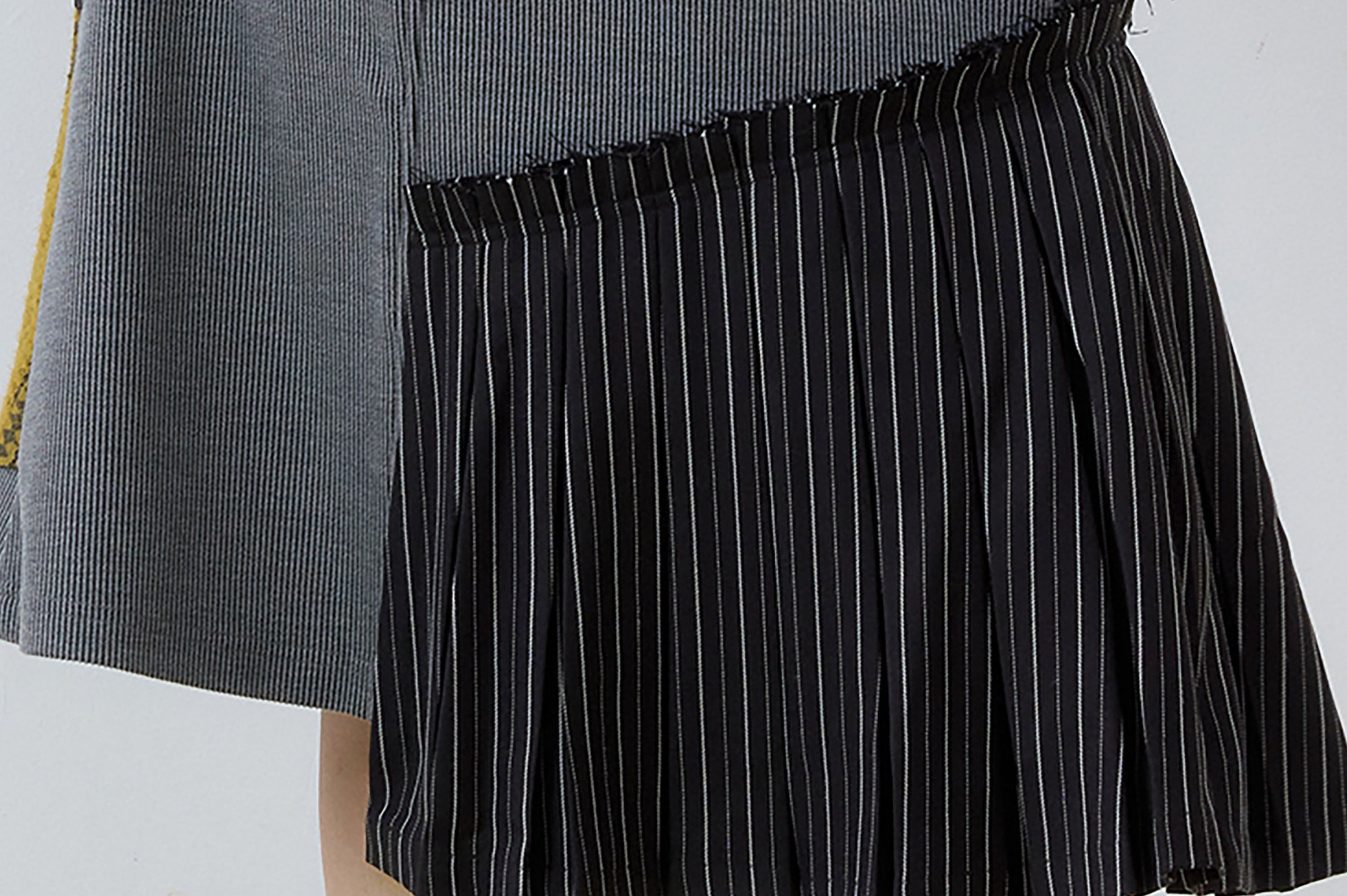 NOESE Asymmetrical Contrast Patchwork Skirt