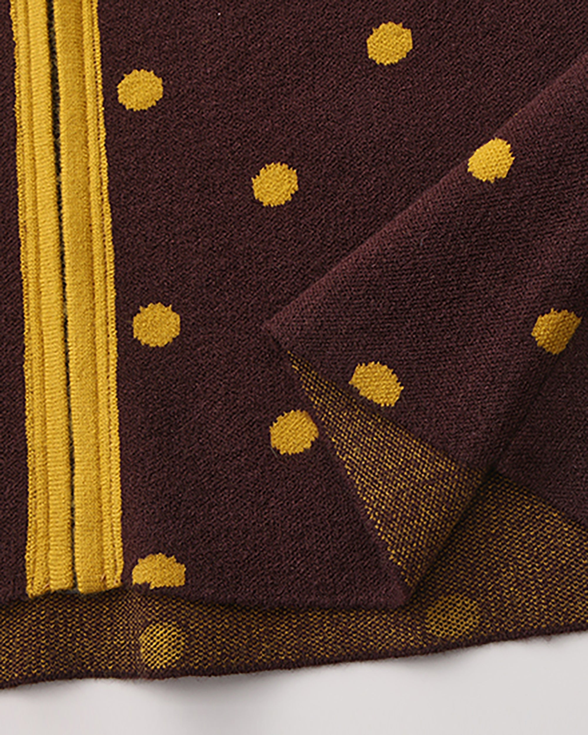 NOESE Contrast Dot Tie-Neck Zip-Up Cardigan