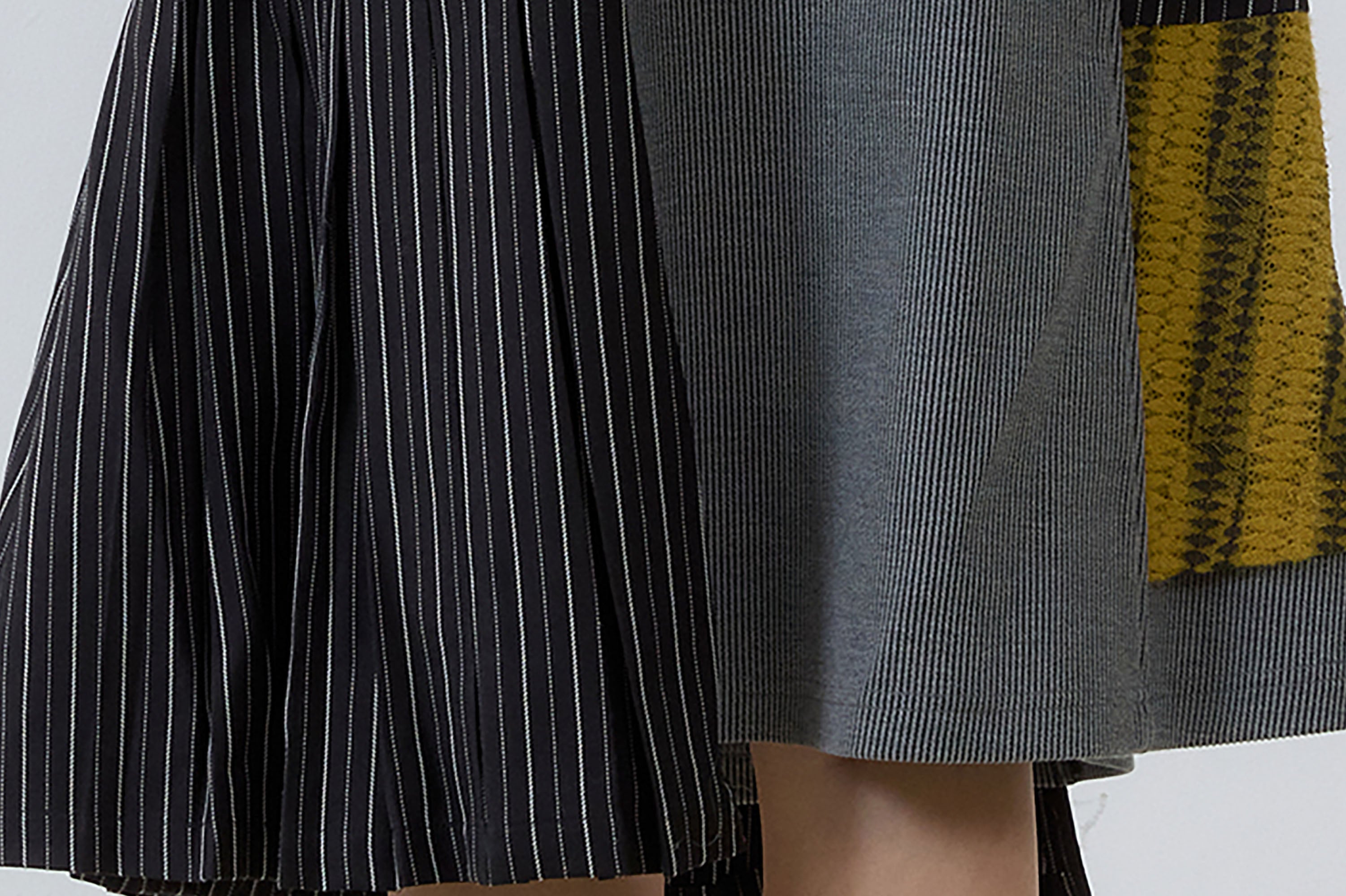 NOESE Asymmetrical Contrast Patchwork Skirt