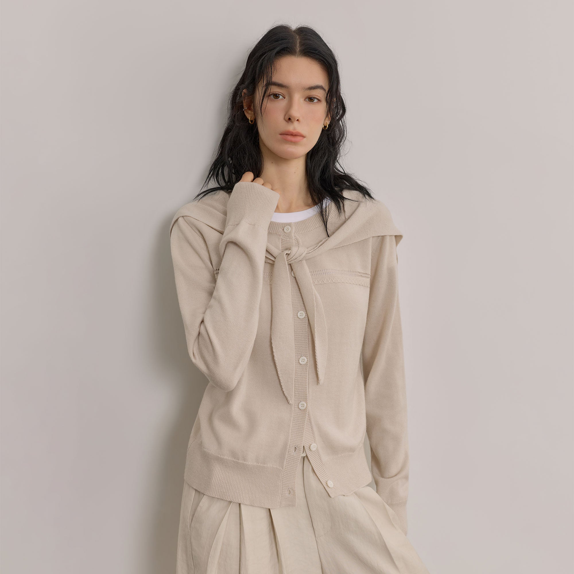 SAME FLOW Faux Layered Wool-Blend Cardigan