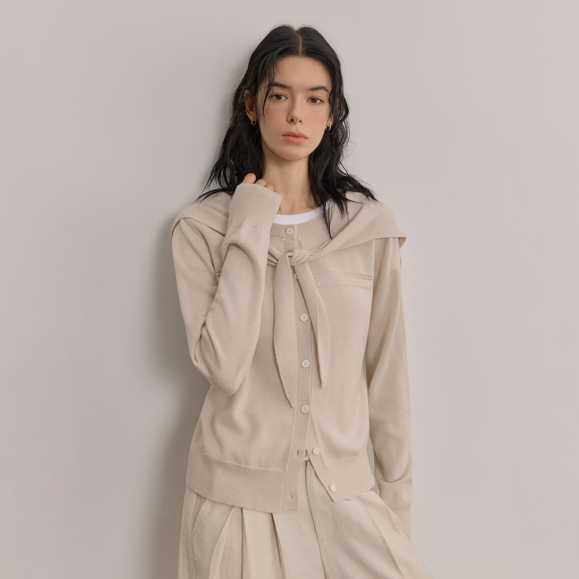 SAME FLOW Faux Layered Wool-Blend Cardigan