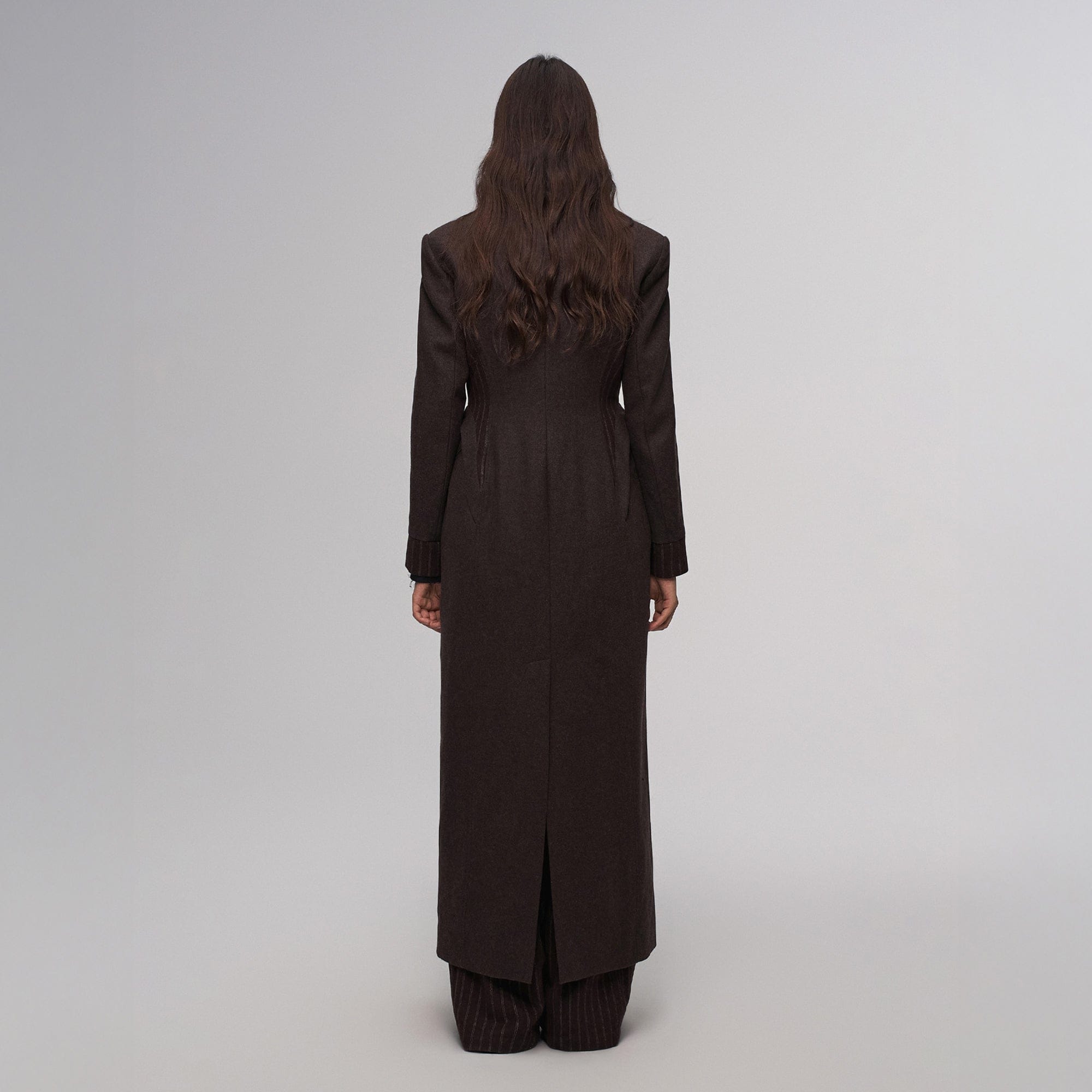 ILNya Nieternite Nifutur Tailored Stripe Paneled Wool-Blend Coat