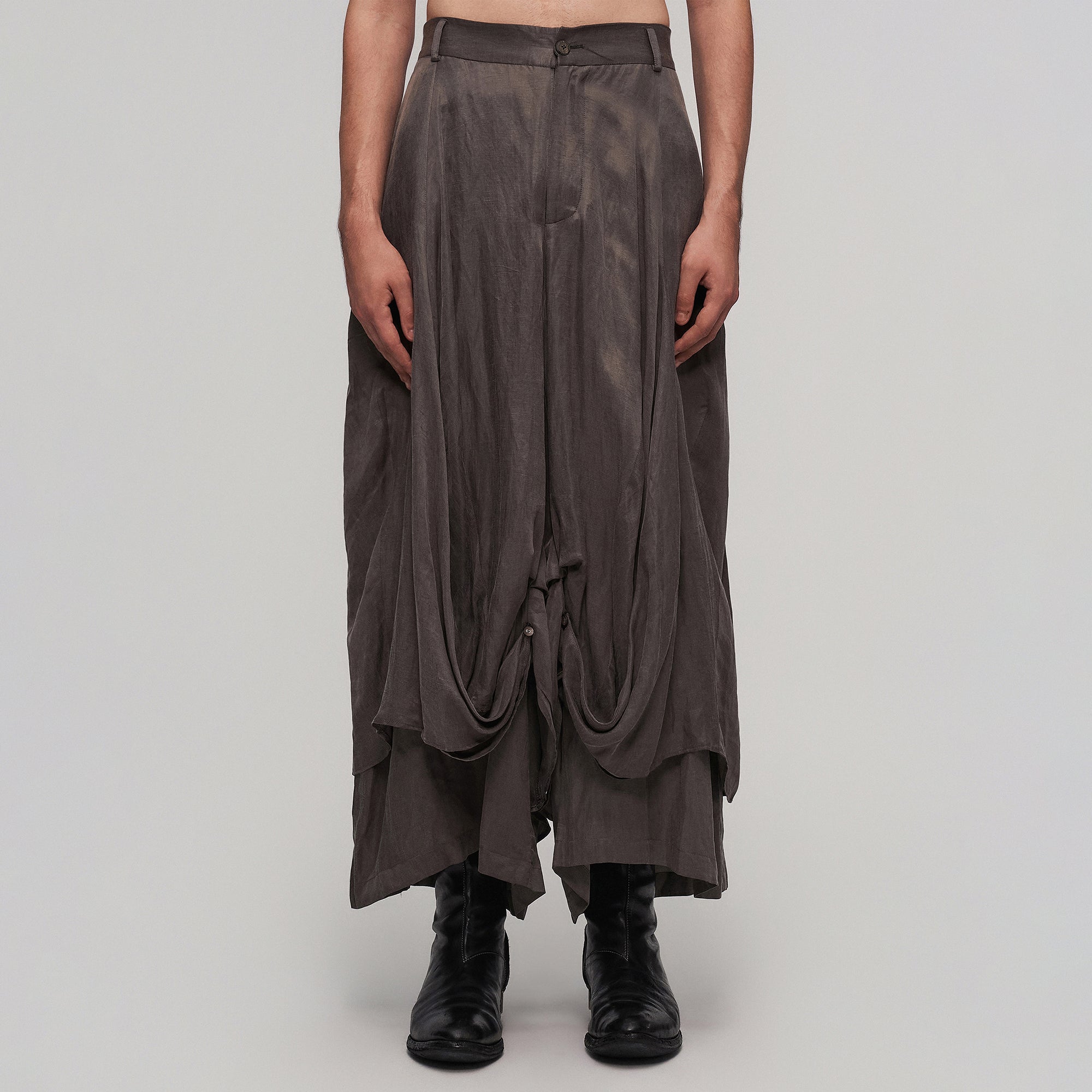 ILNya Nieternite Nifutur Asymmetric Tencel-Linen Blend Layered Skort