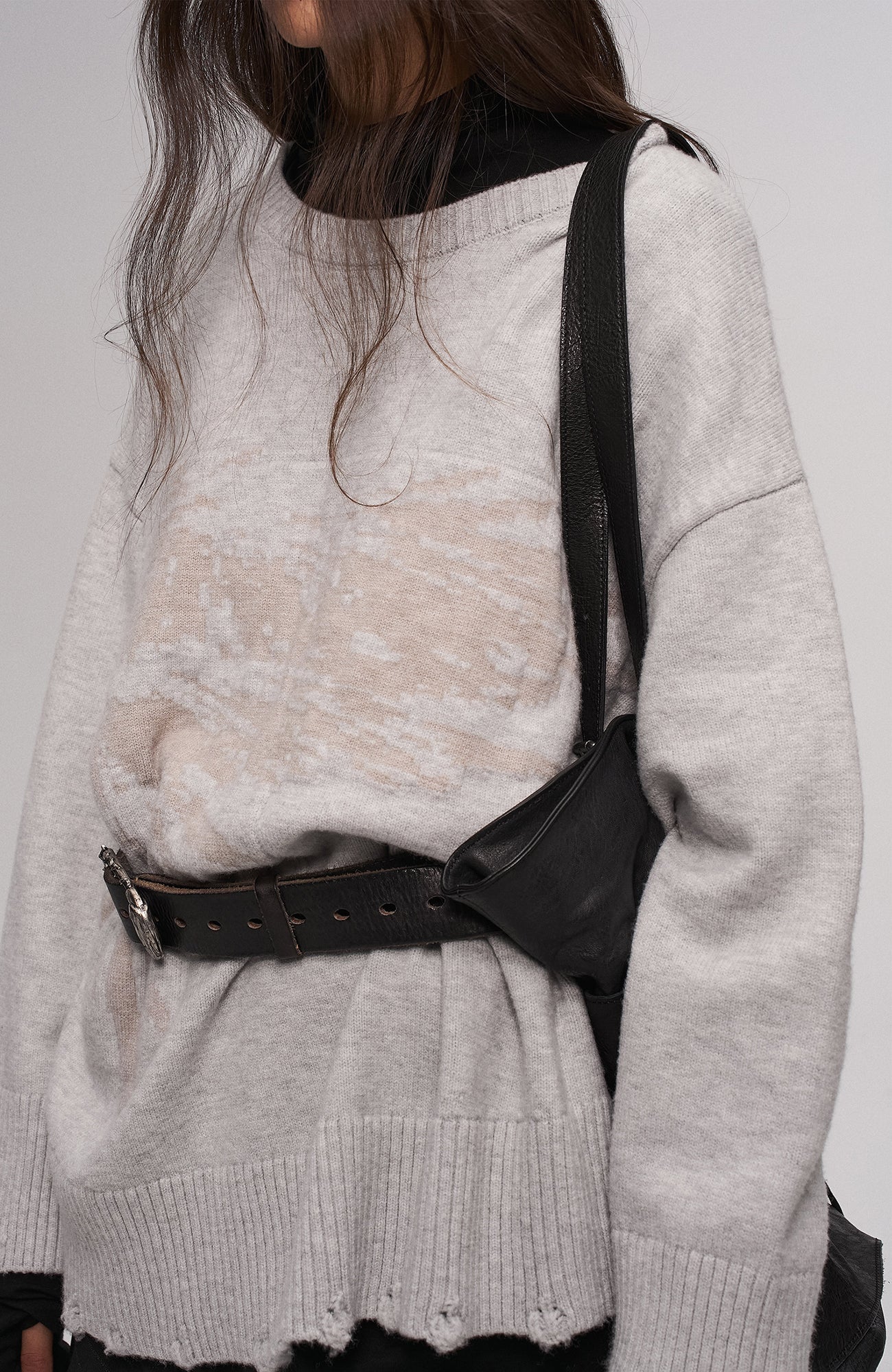 ILNya Nieternite Nifutur Lace-Cord Panel Washed Horsehide Tote