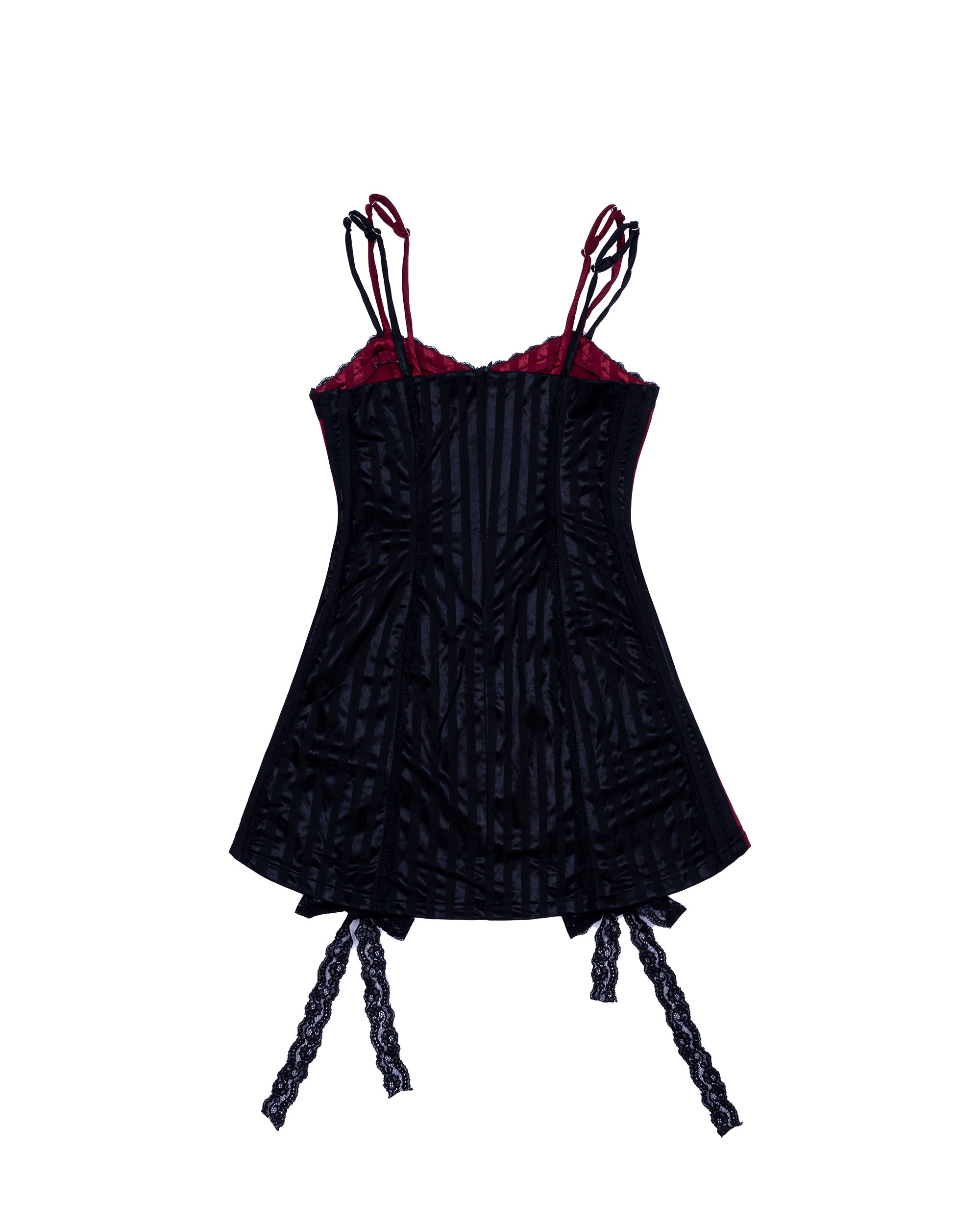 MOGONGSHE Contrast Spliced Lace-Up Slip Dress