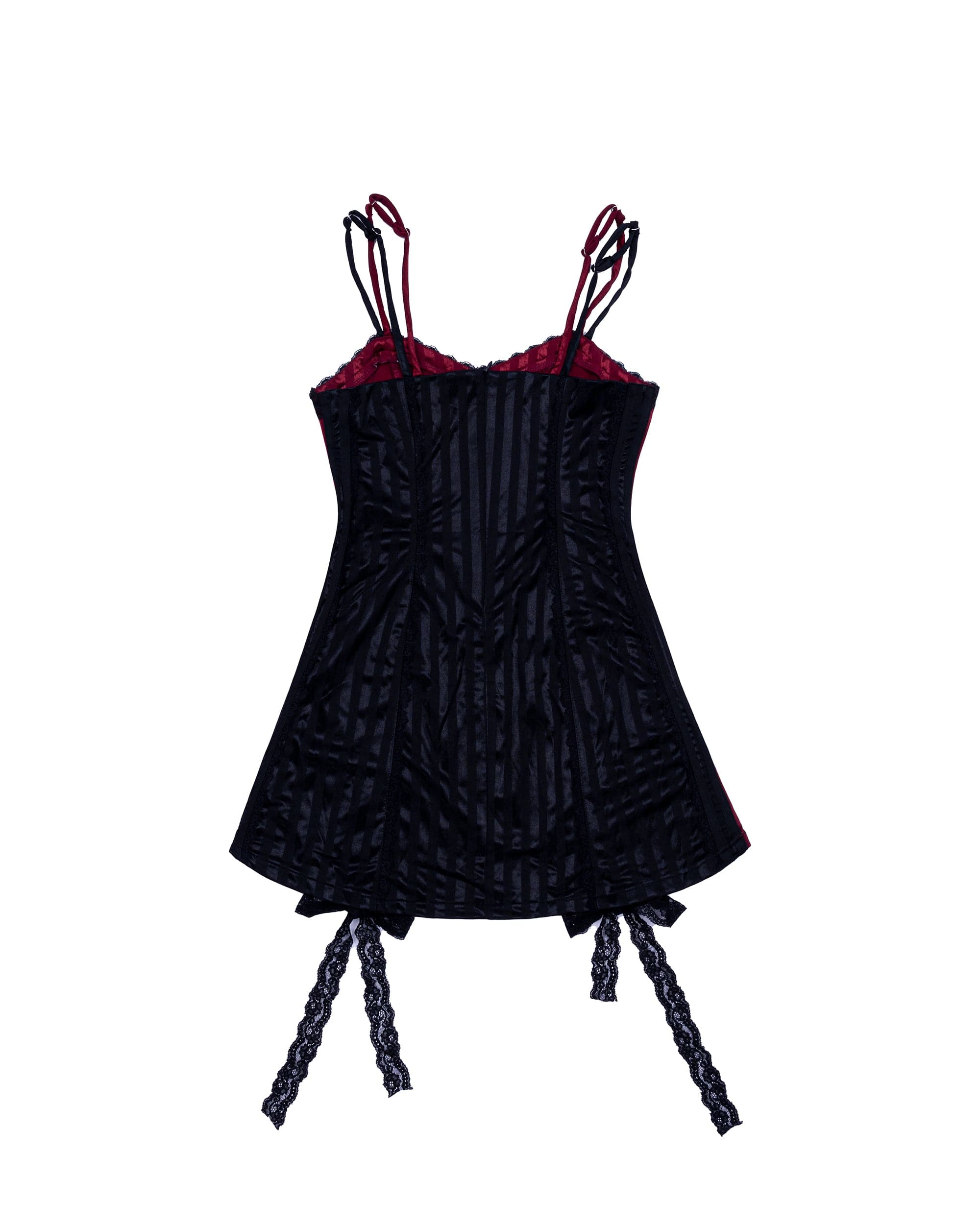 MOGONGSHE Contrast Spliced Lace-Up Slip Dress