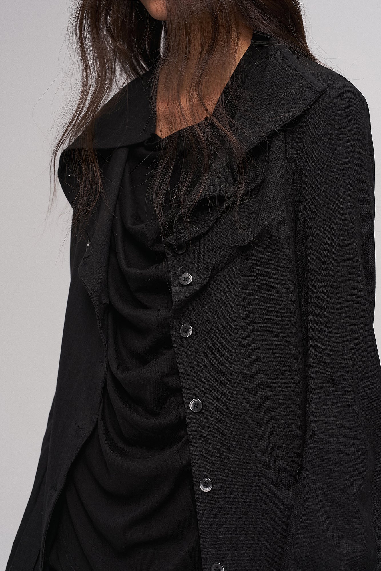 ILNya Nieternite Nifutur Cowl Neck Layered Flared Coat