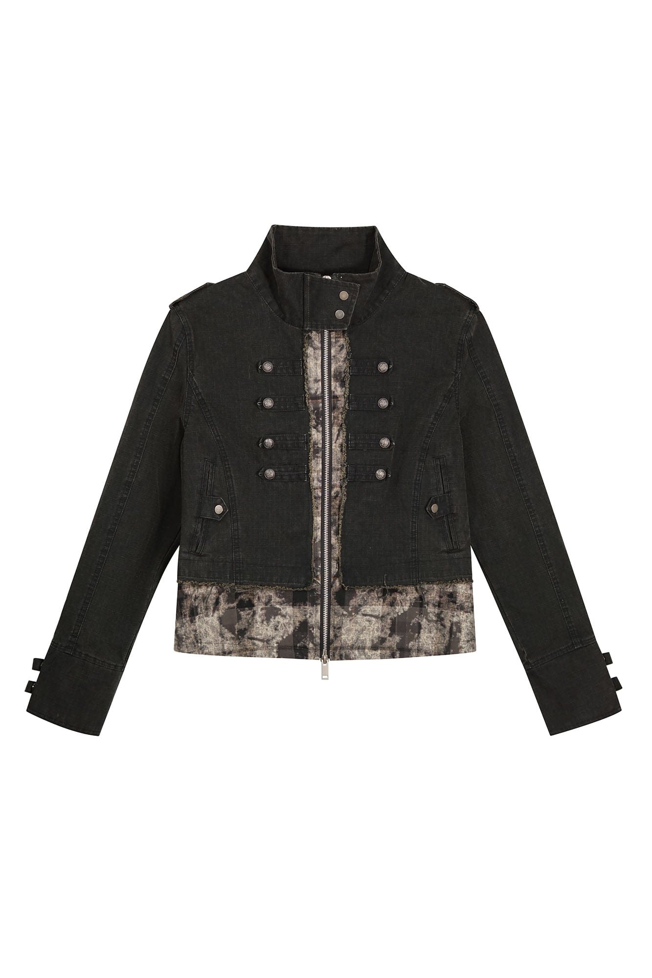 CESTNOUS Washed Camo Layered Cropped Jacket