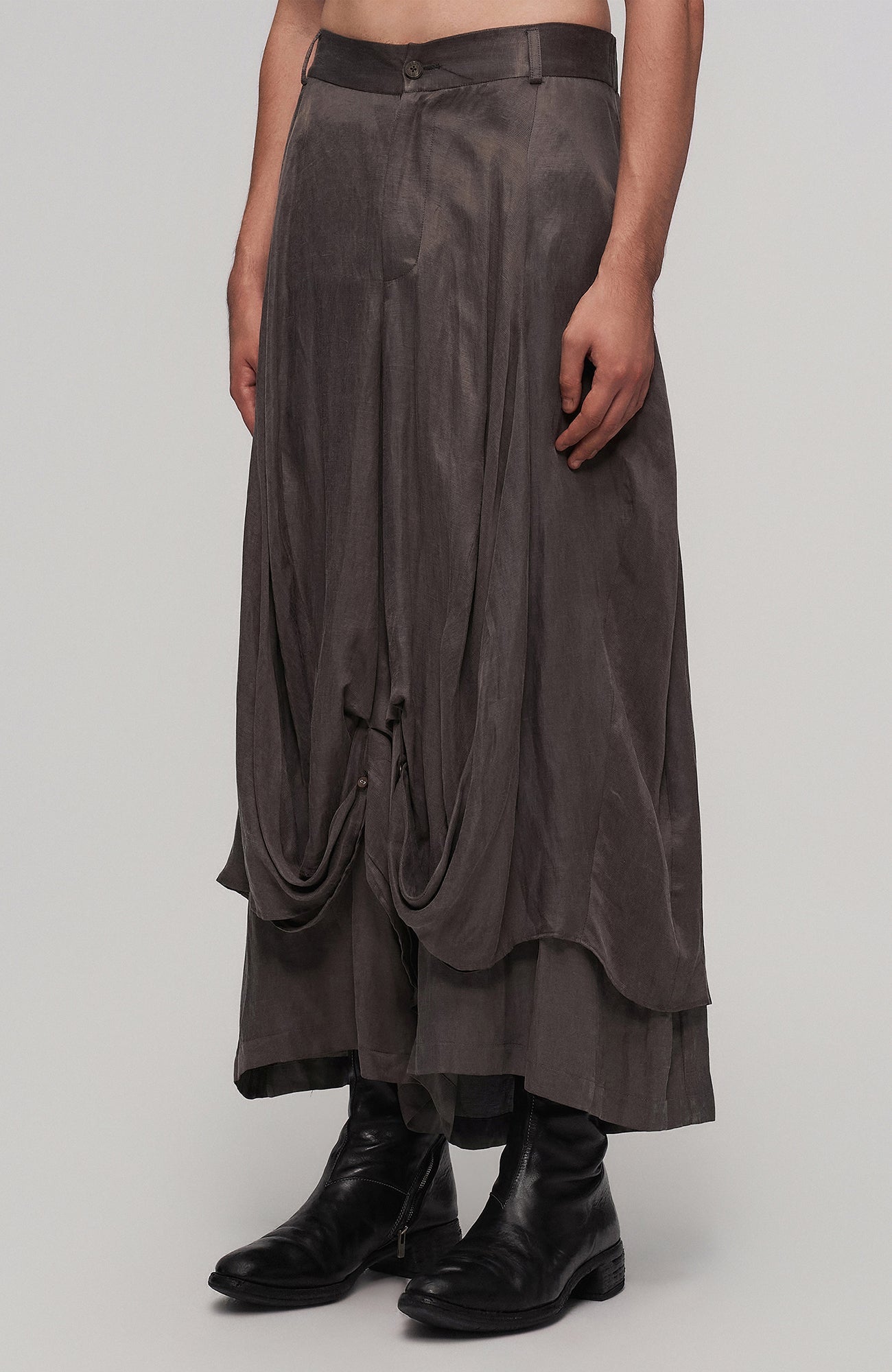 ILNya Nieternite Nifutur Asymmetric Tencel-Linen Blend Layered Skort