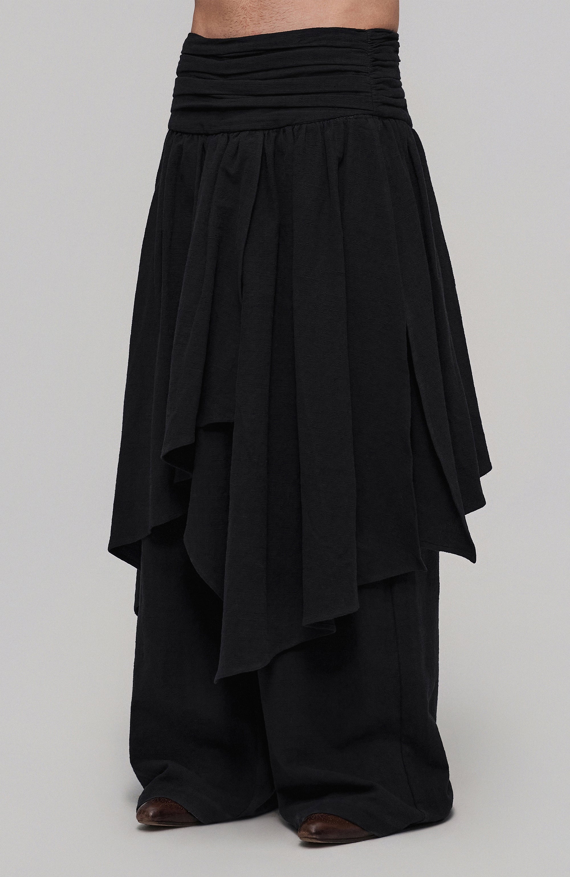 ILNya Nieternite Nifutur Crinkled Flap Cotton-Linen Blend Skort