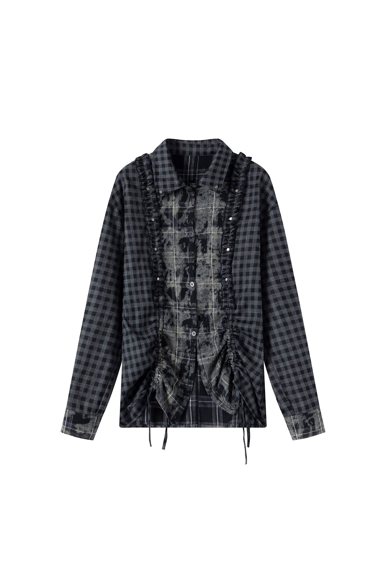 CESTNOUS Ruched Ruffle Spliced Shirt