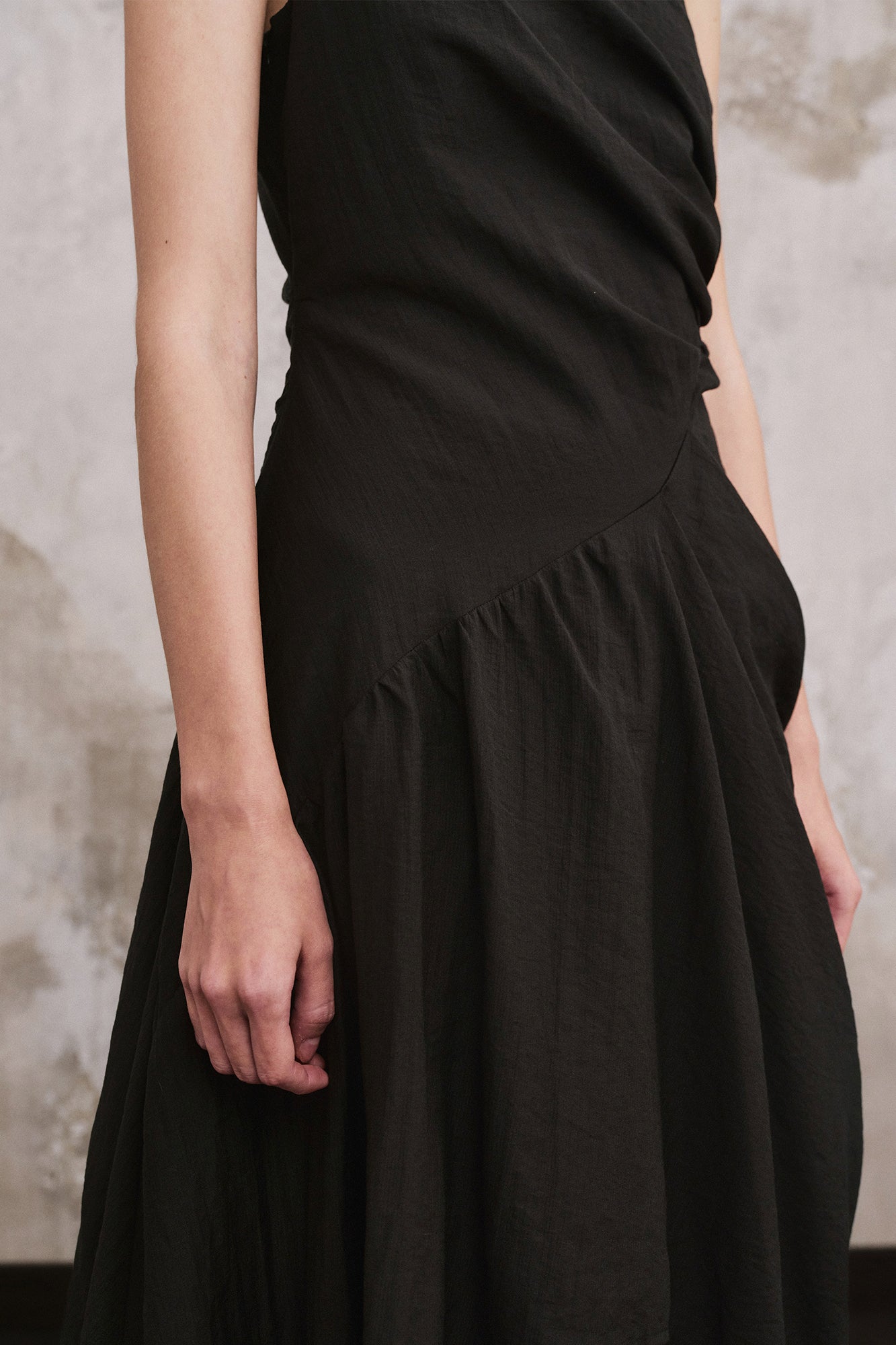 ILNya Nieternite Nifutur Asymmetrical Layered Ruched Maxi Dress