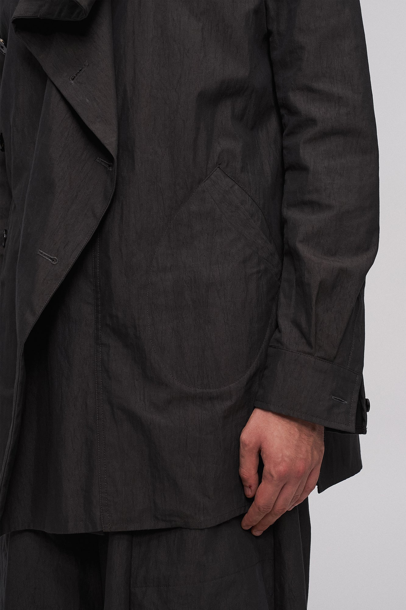 ILNya Nieternite Nifutur Asym Layered Wrap-Collar Shirt Coat Dark Green