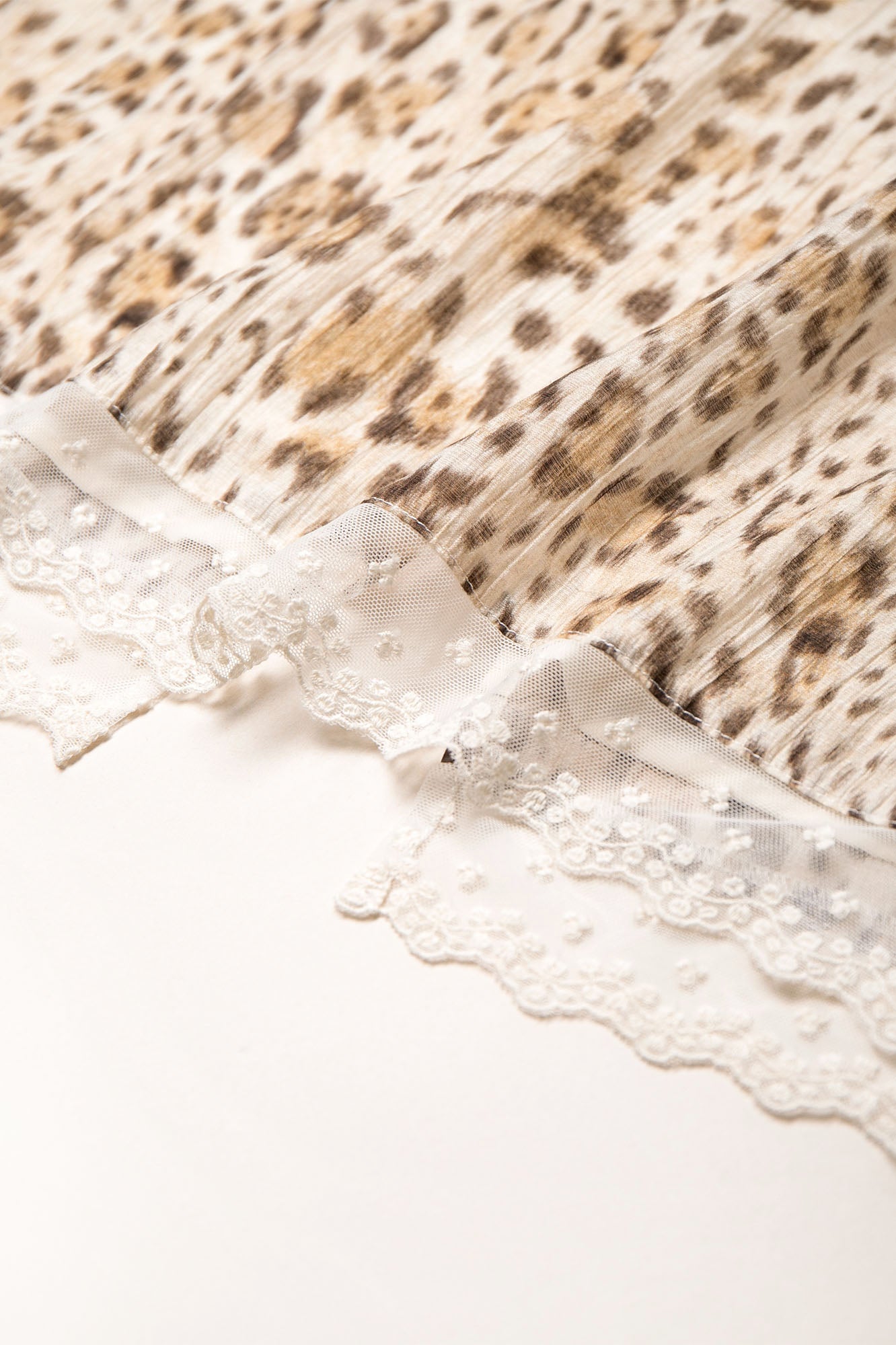 LEONSENSE Leopard Lace-Trim Mini Skirt