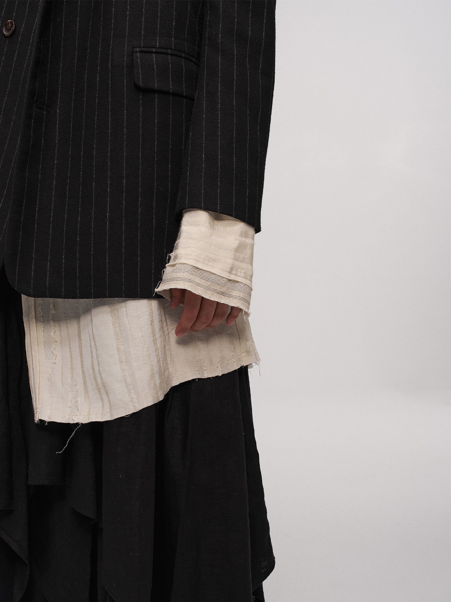 ILNya Nieternite Nifutur Asym Pinstripe Draped Flap Wool Blazer