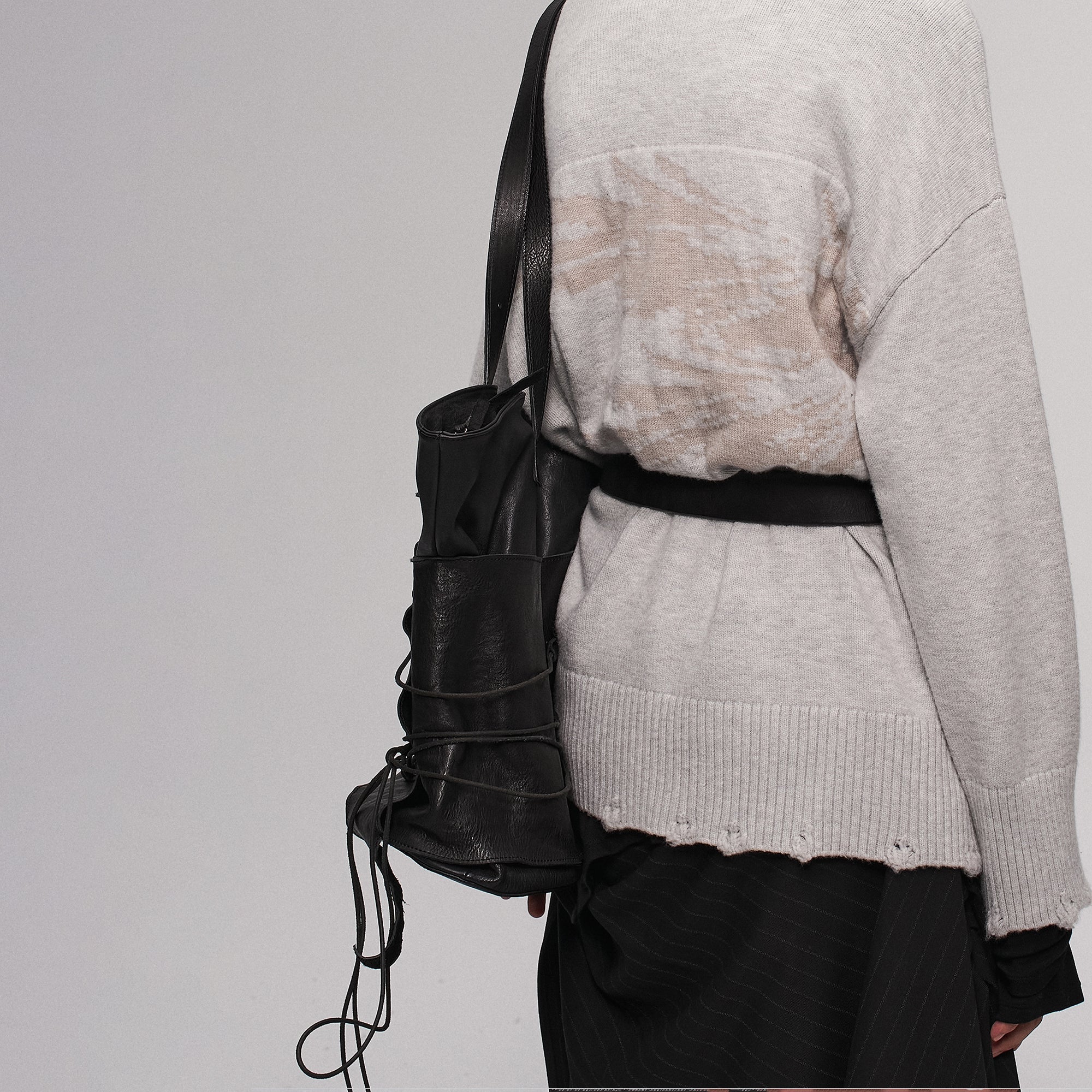 ILNya Nieternite Nifutur Lace-Cord Panel Washed Horsehide Tote