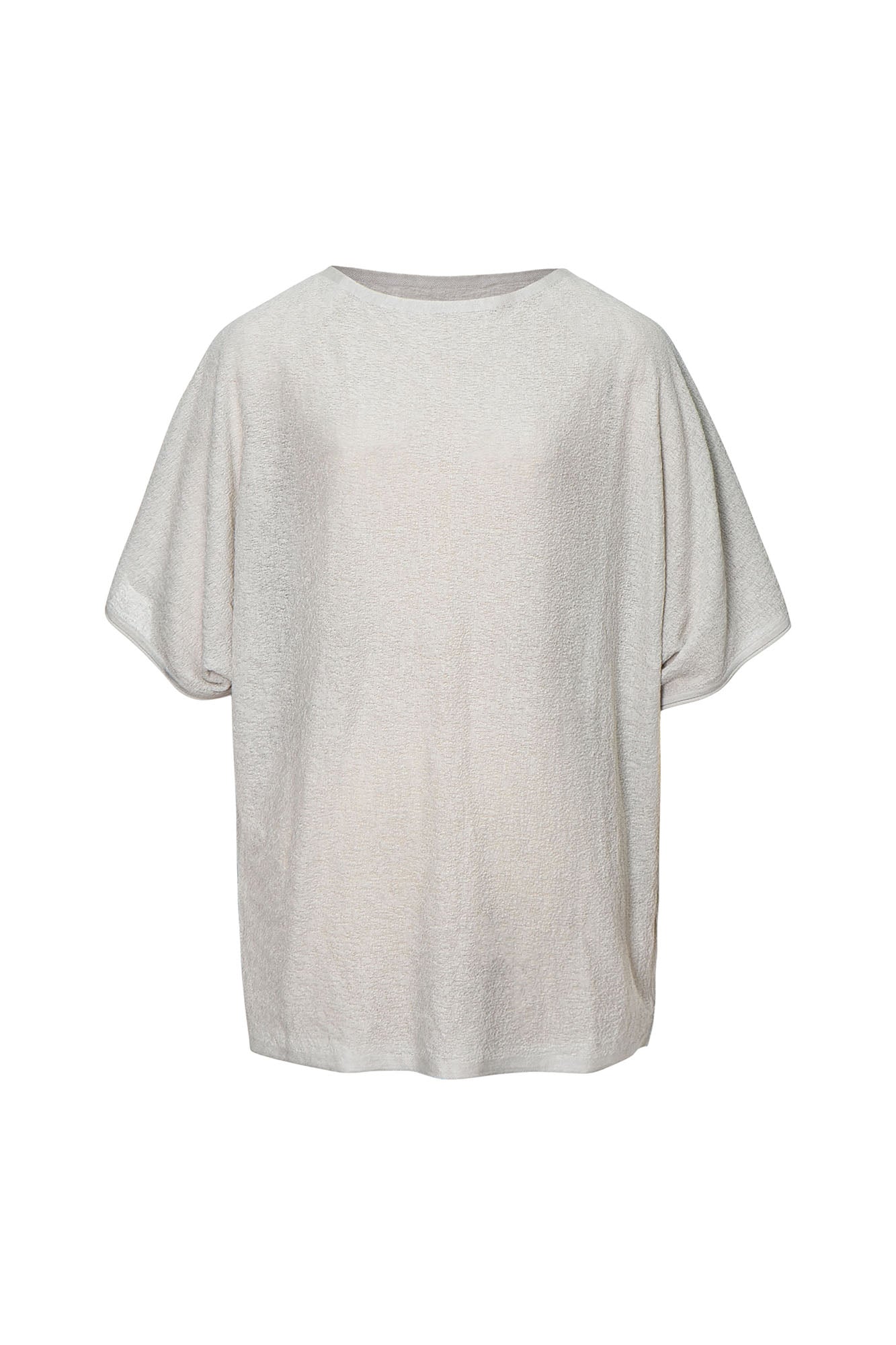 LEONSENSE Sheer Draped Batwing Knit Top