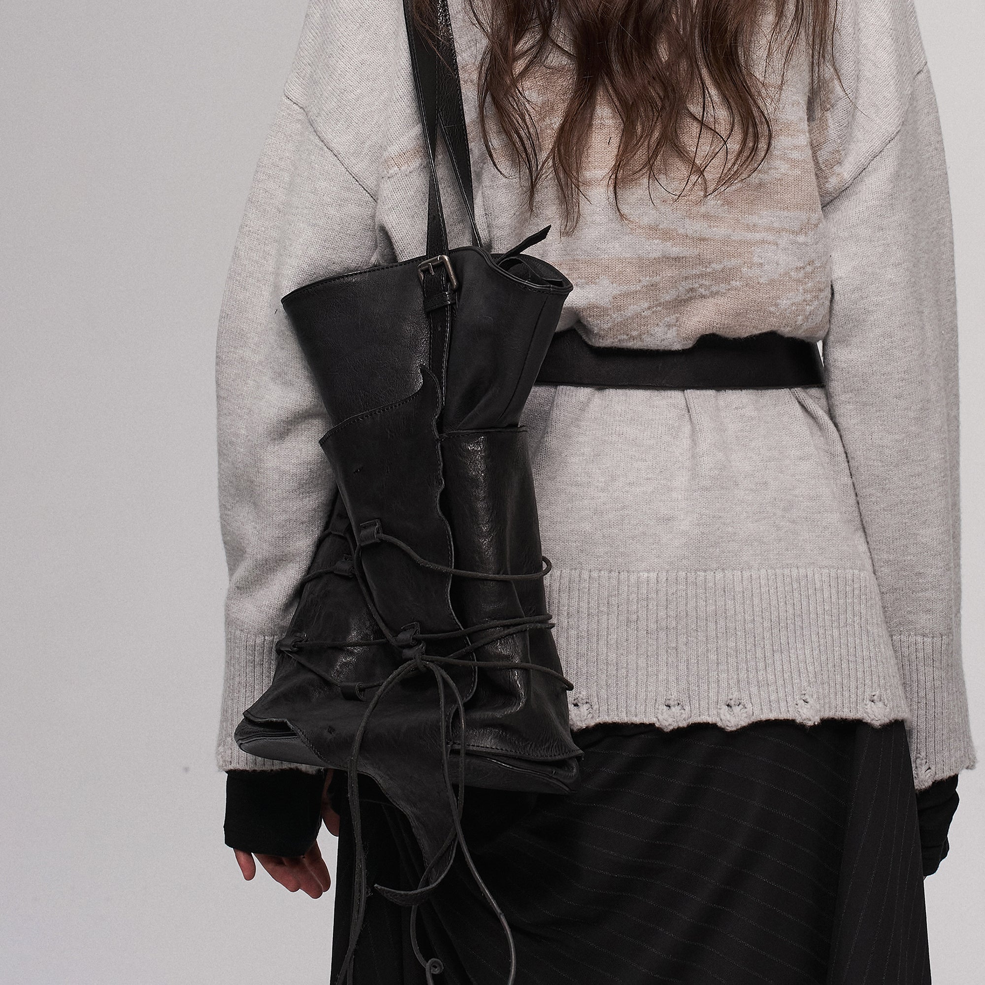 ILNya Nieternite Nifutur Lace-Cord Panel Washed Horsehide Tote