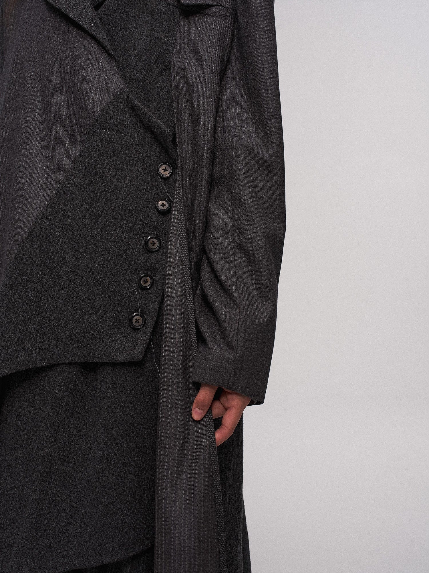 ILNya Nieternite Nifutur Asym Pinstriped Splice Long Coat