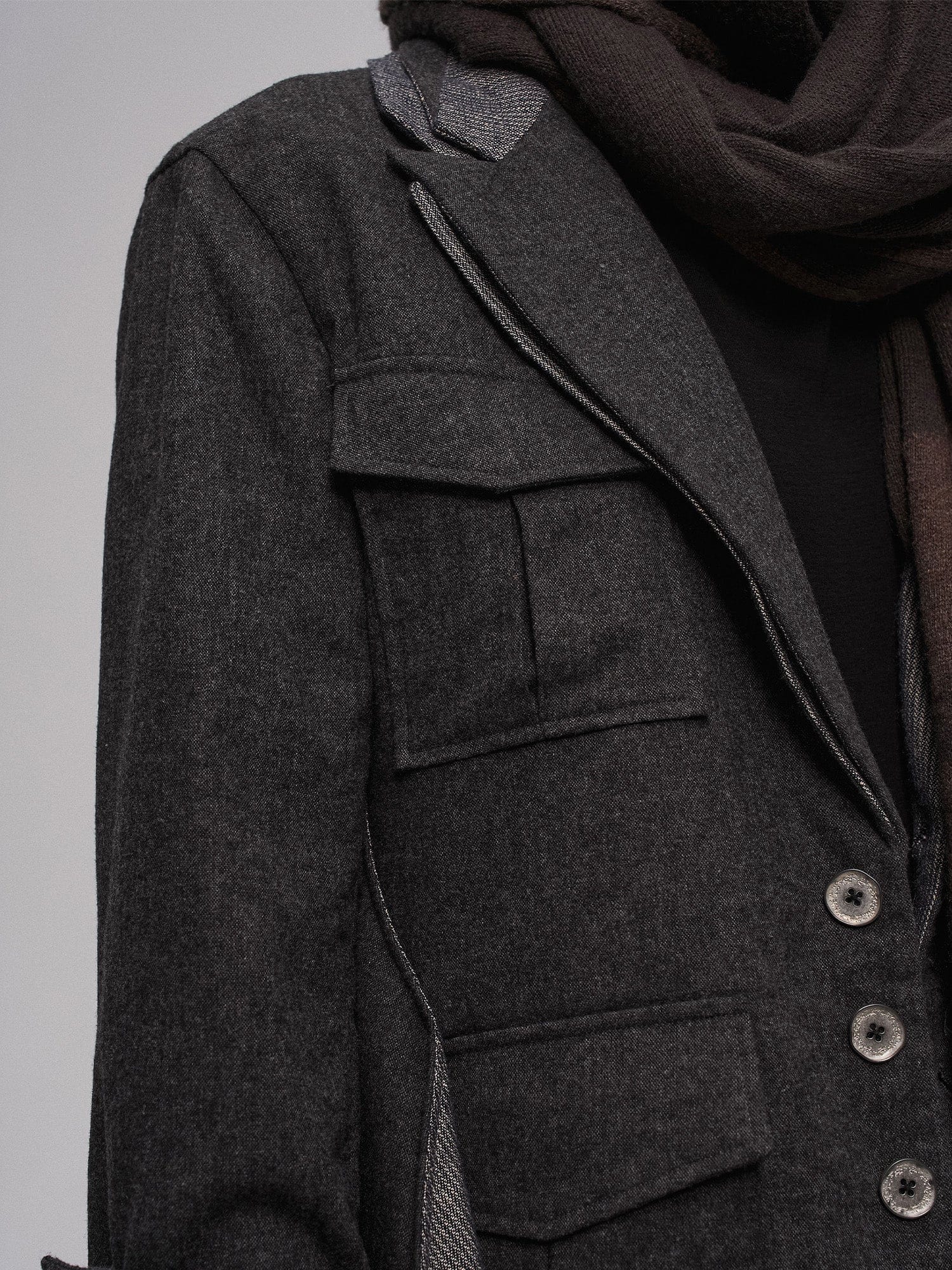 ILNya Nieternite Nifutur Asym Draped-Pleated Panel-Collar Blazer