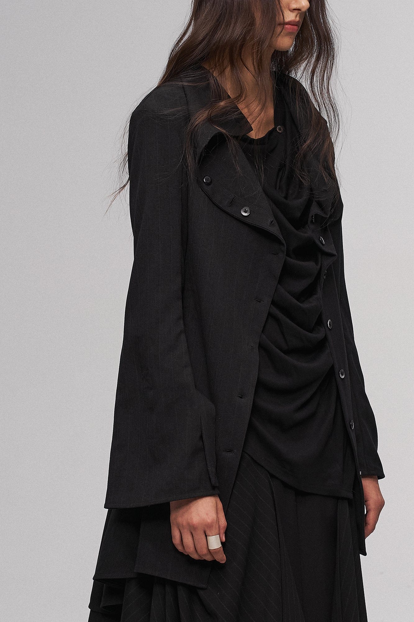 ILNya Nieternite Nifutur Cowl Neck Layered Flared Coat