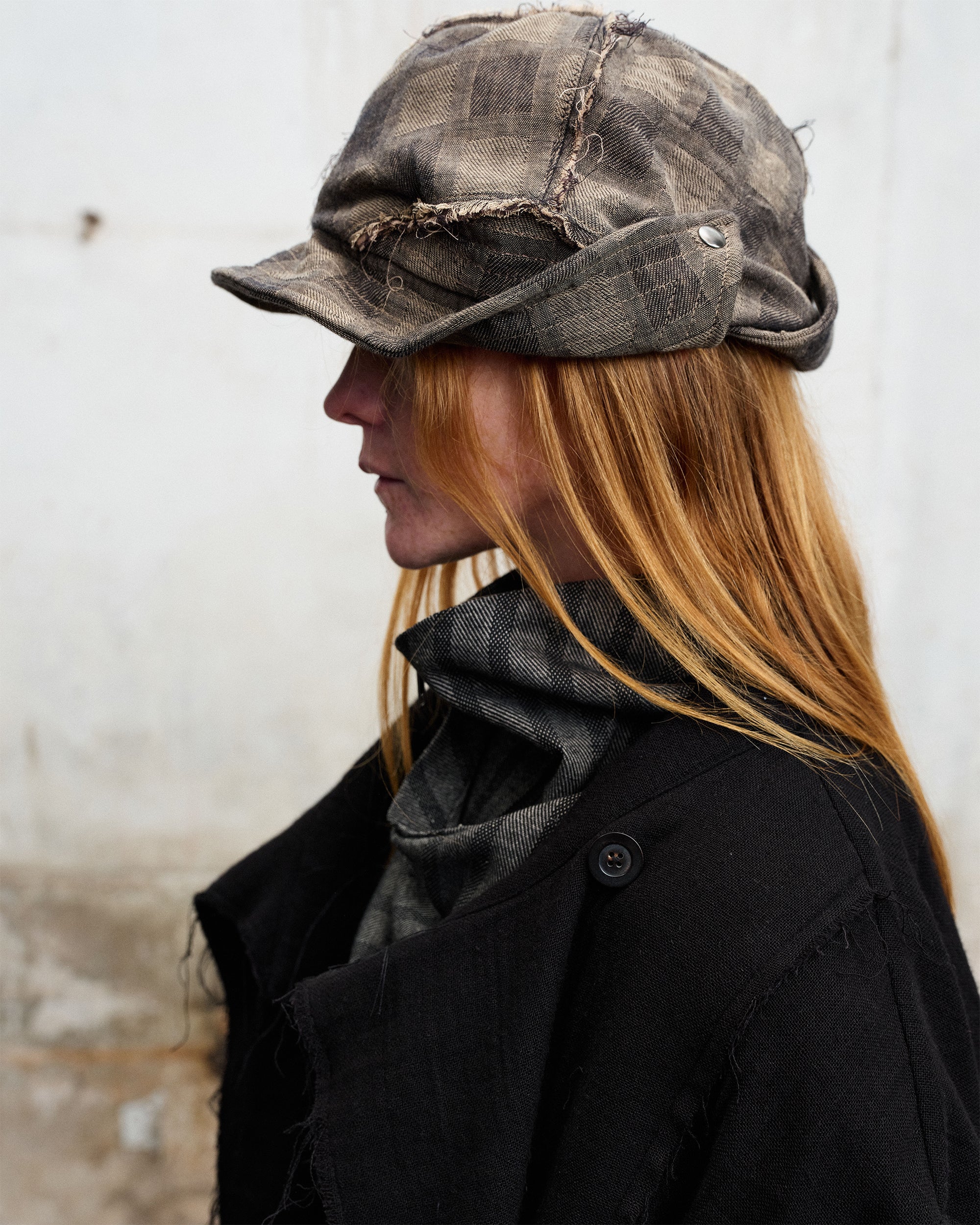 ILNya Nieternite Nifutur Frayed Plaid Spliced Newsboy Cap