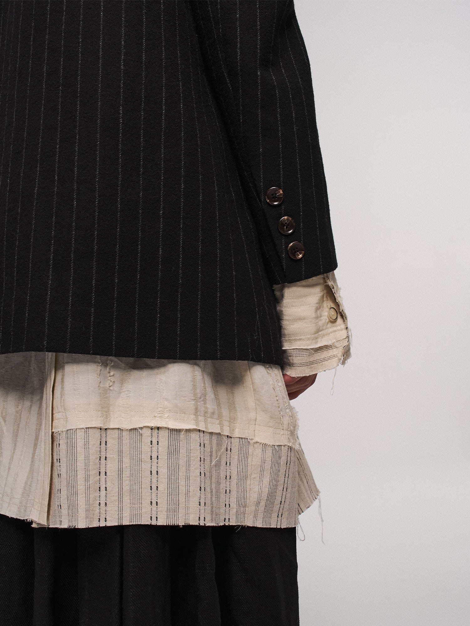 ILNya Nieternite Nifutur Asym Pinstripe Draped Flap Wool Blazer