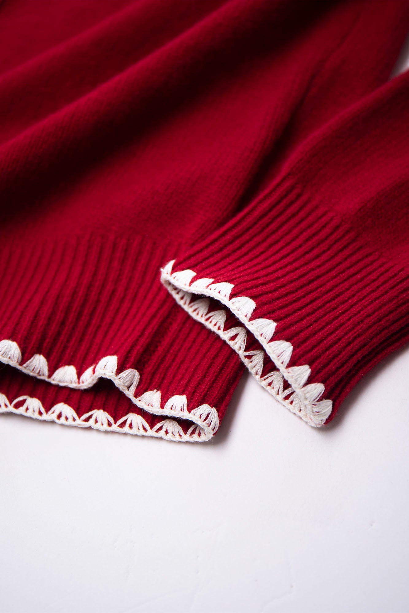 LEONSENSE Contrast-Trim Button Cardigan & Scarf Set