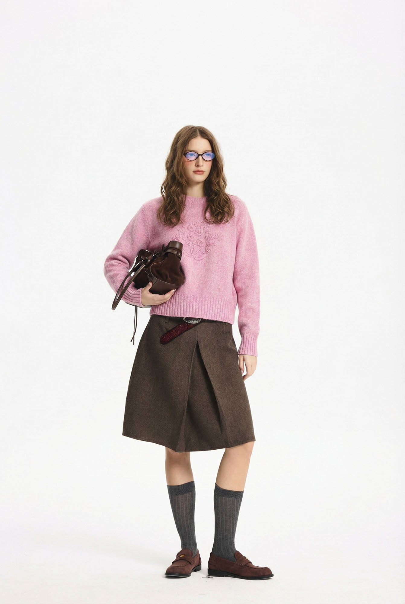 LEONSENSE Floral Embroidered Wool-Blend Sweater