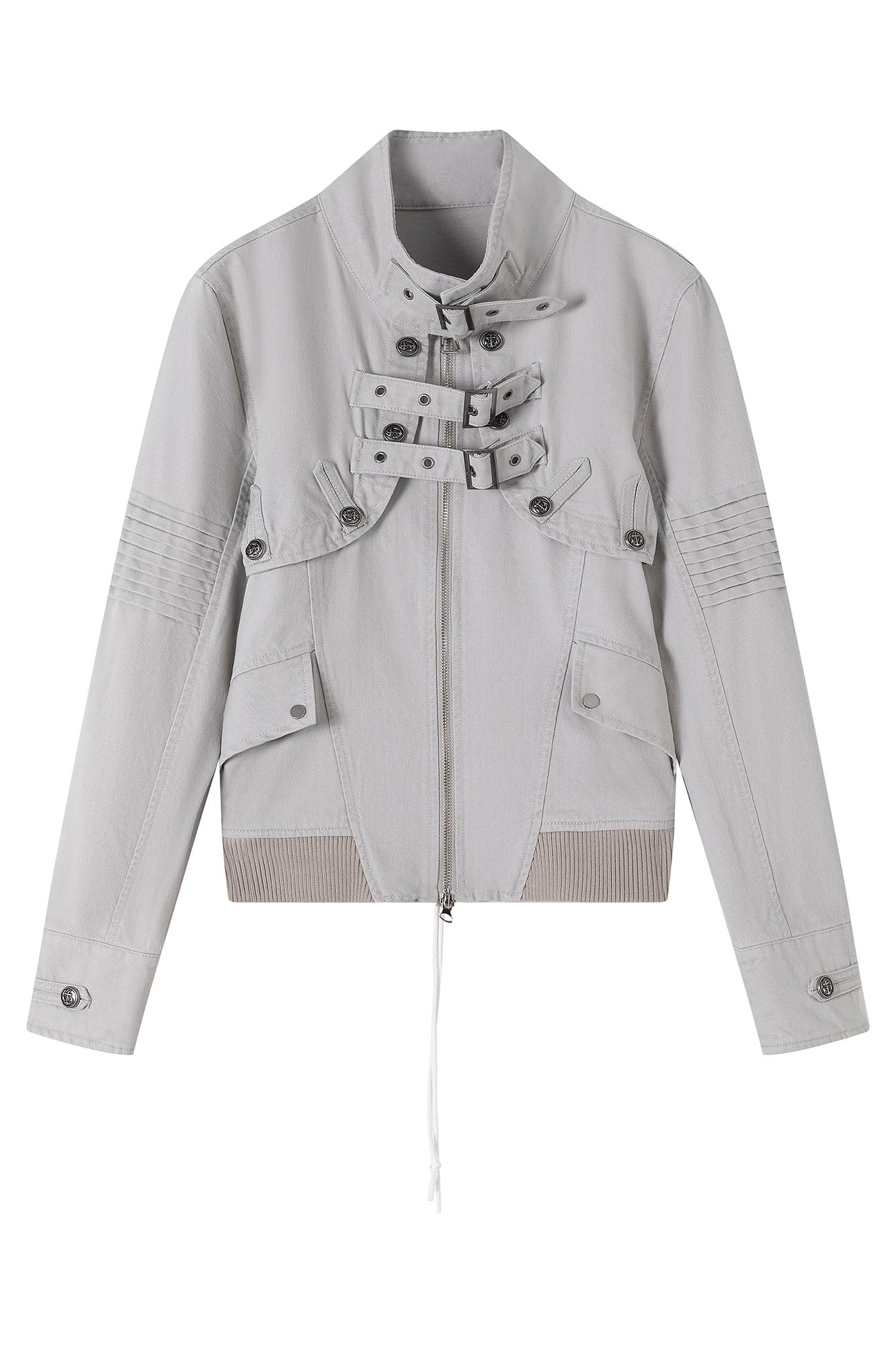 CESTNOUS Detachable Buckle-Strap Lace-Up Back Jacket