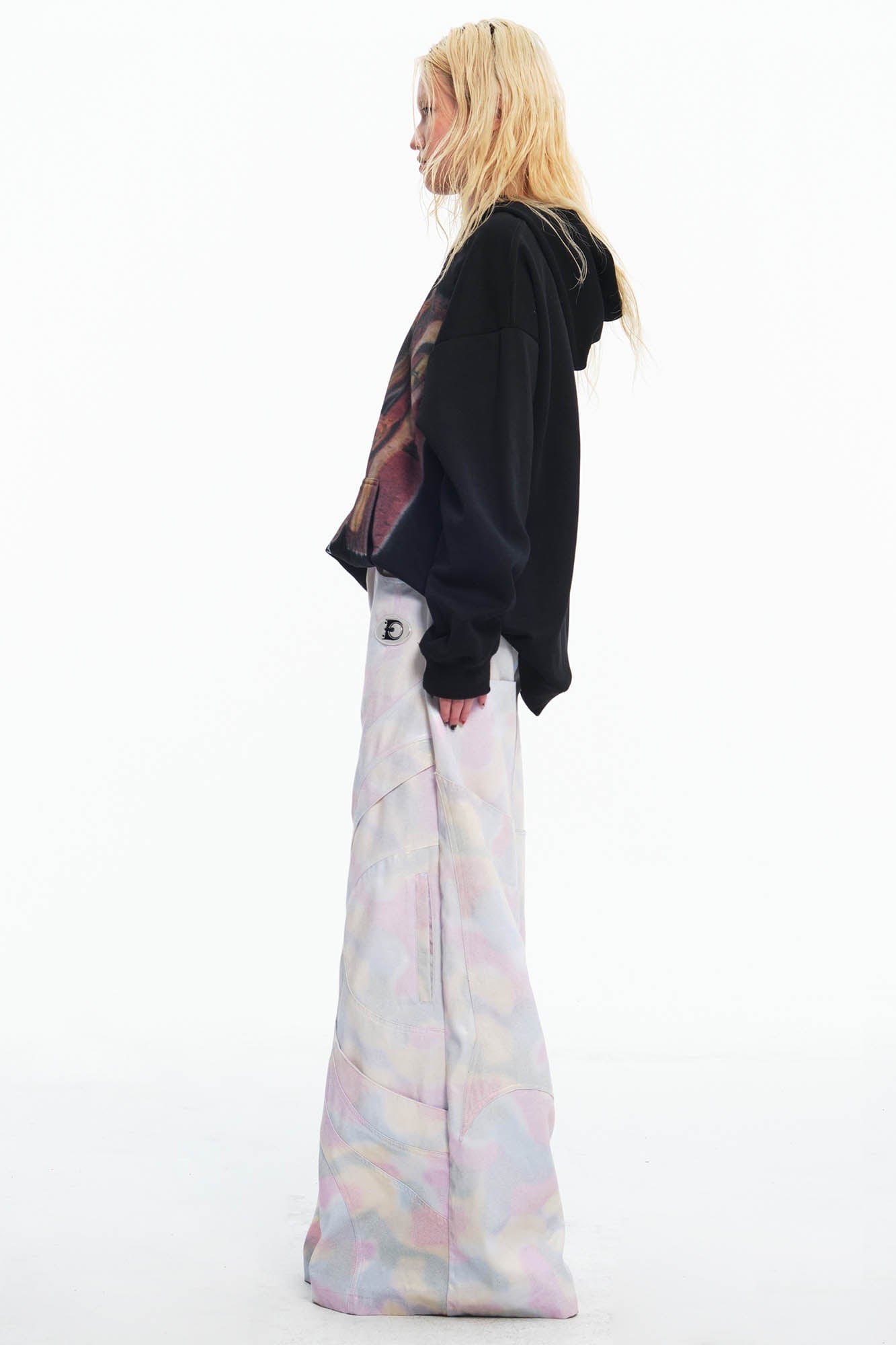 EMBRYO Deconstructed Iridescent Camo Wide-Leg Pants, premium urban and streetwear designers apparel on PROJECTISR.com, EMBRYO