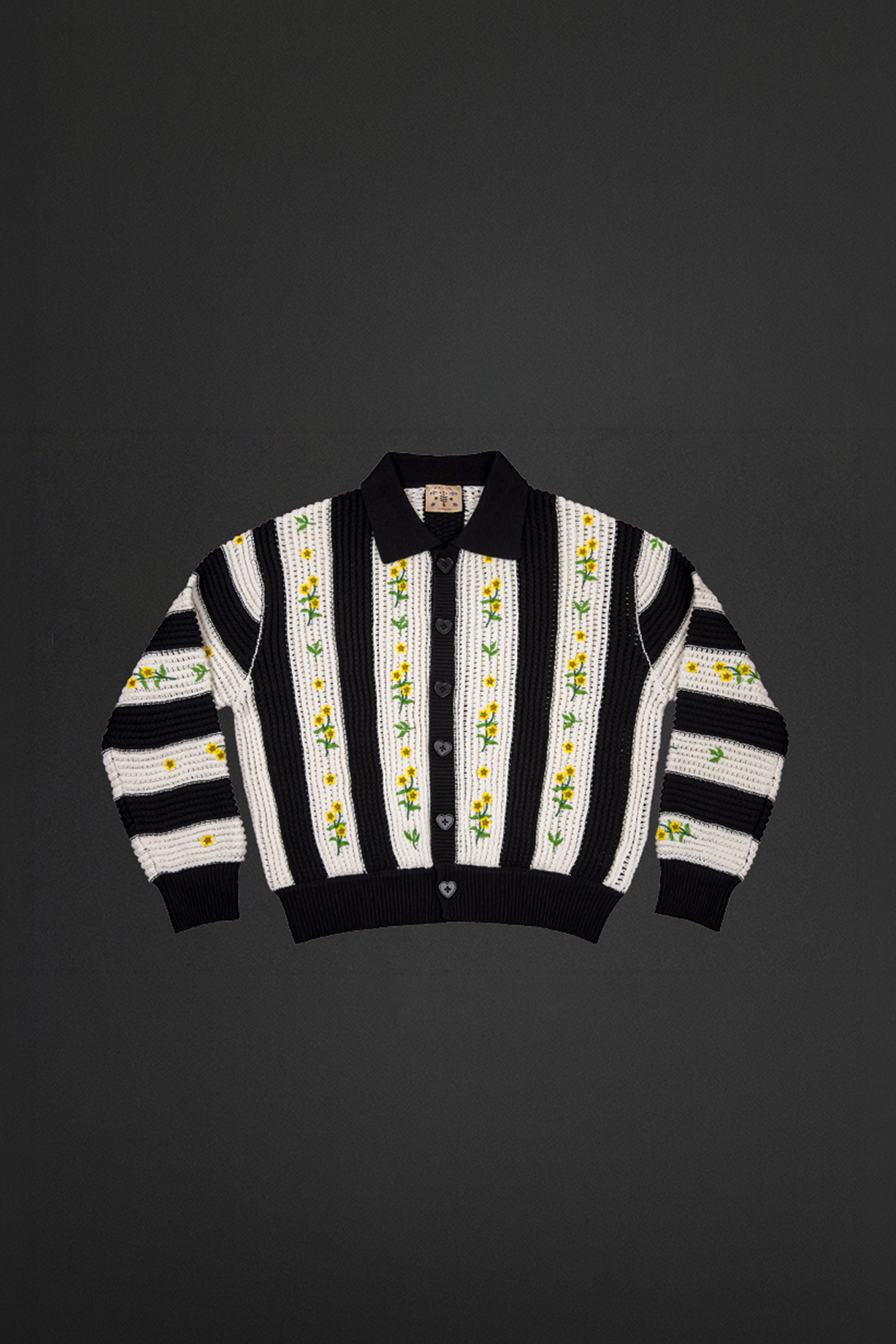 NIANJIUYIKOUER Floral Embroidered Contrast Collar Cardigan, premium urban and streetwear designers apparel on PROJECTISR.com, NIANJIUYIKOUER