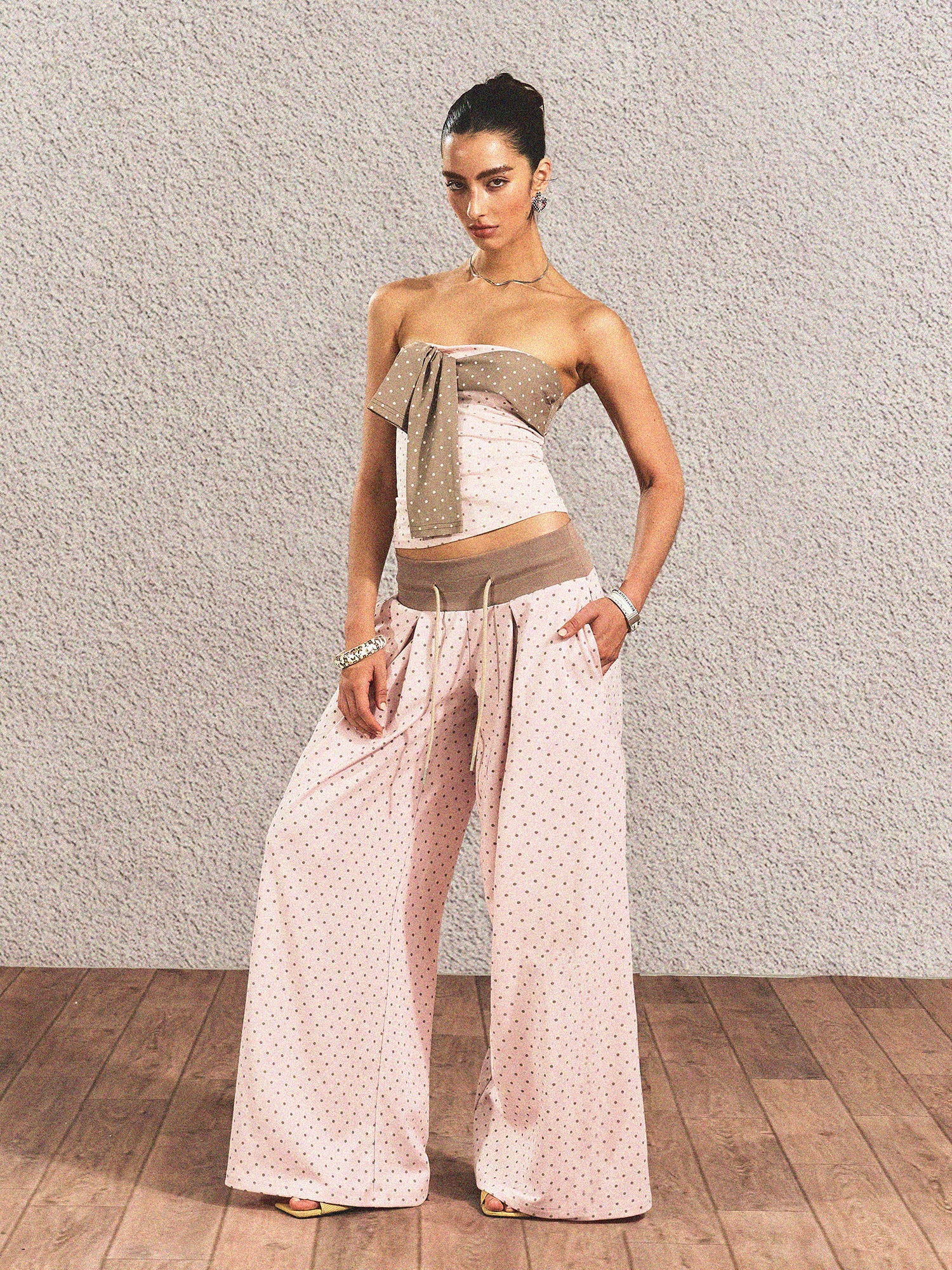 THE NEVERMORE Polka Dot Chest Knot Tube Top