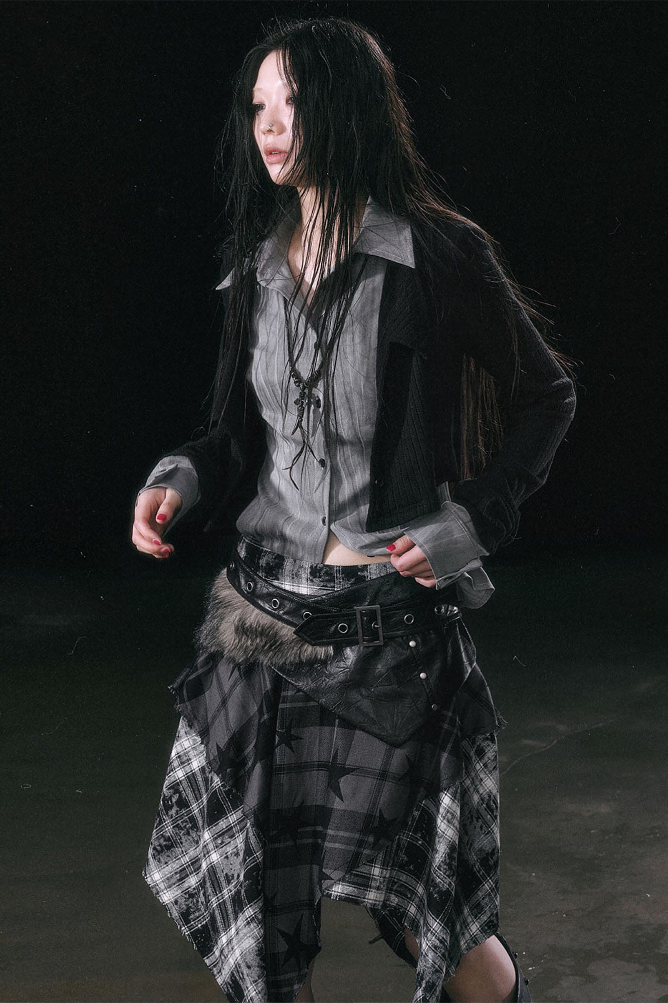 CESTNOUS Faux Layered Knit Panel Shirt