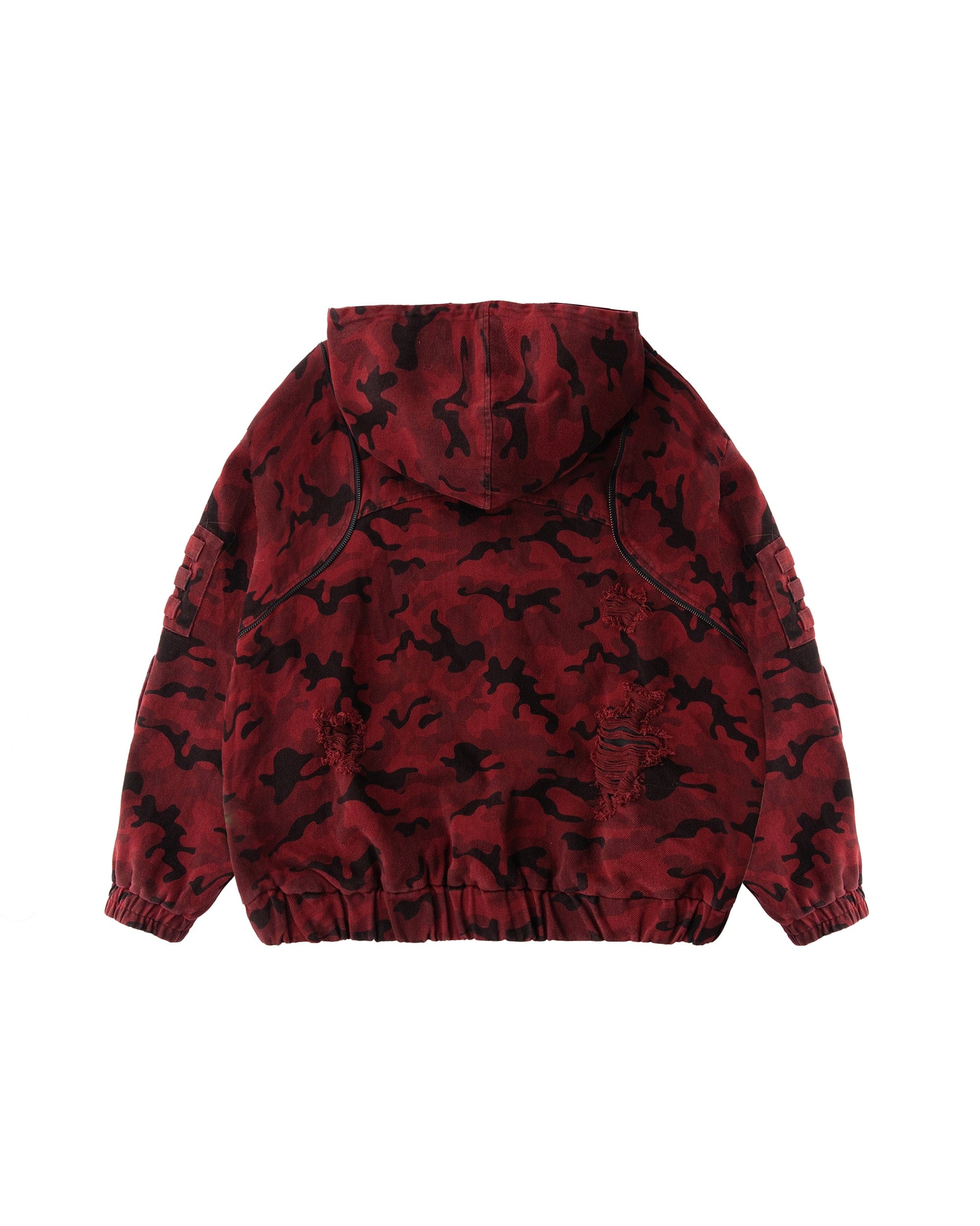 MOGONGSHE Camo Frayed LOGO Patch Hooded Jacket