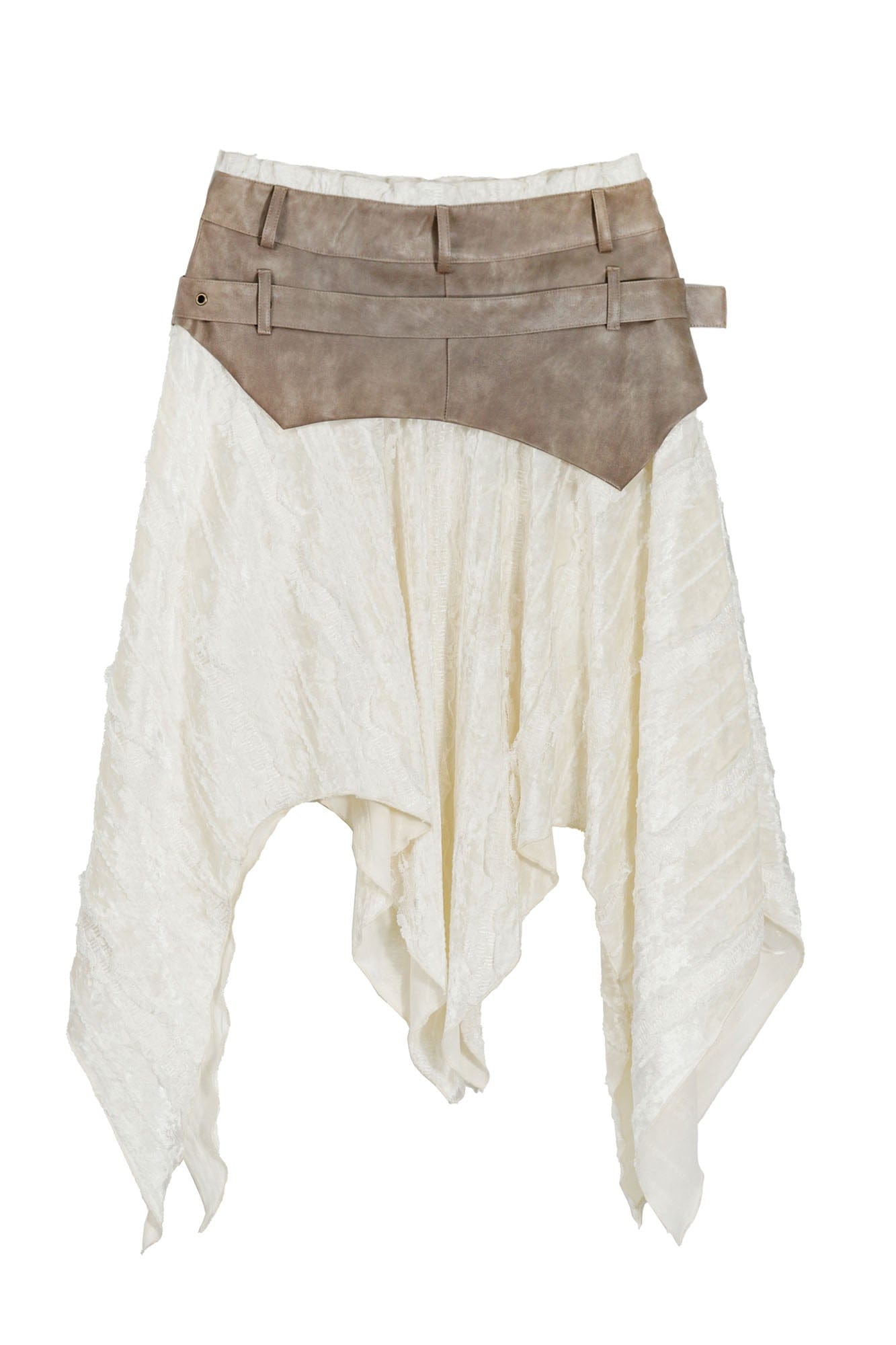 CESTNOUS Asymmetrical Belted Faux Leather Waist Skirt