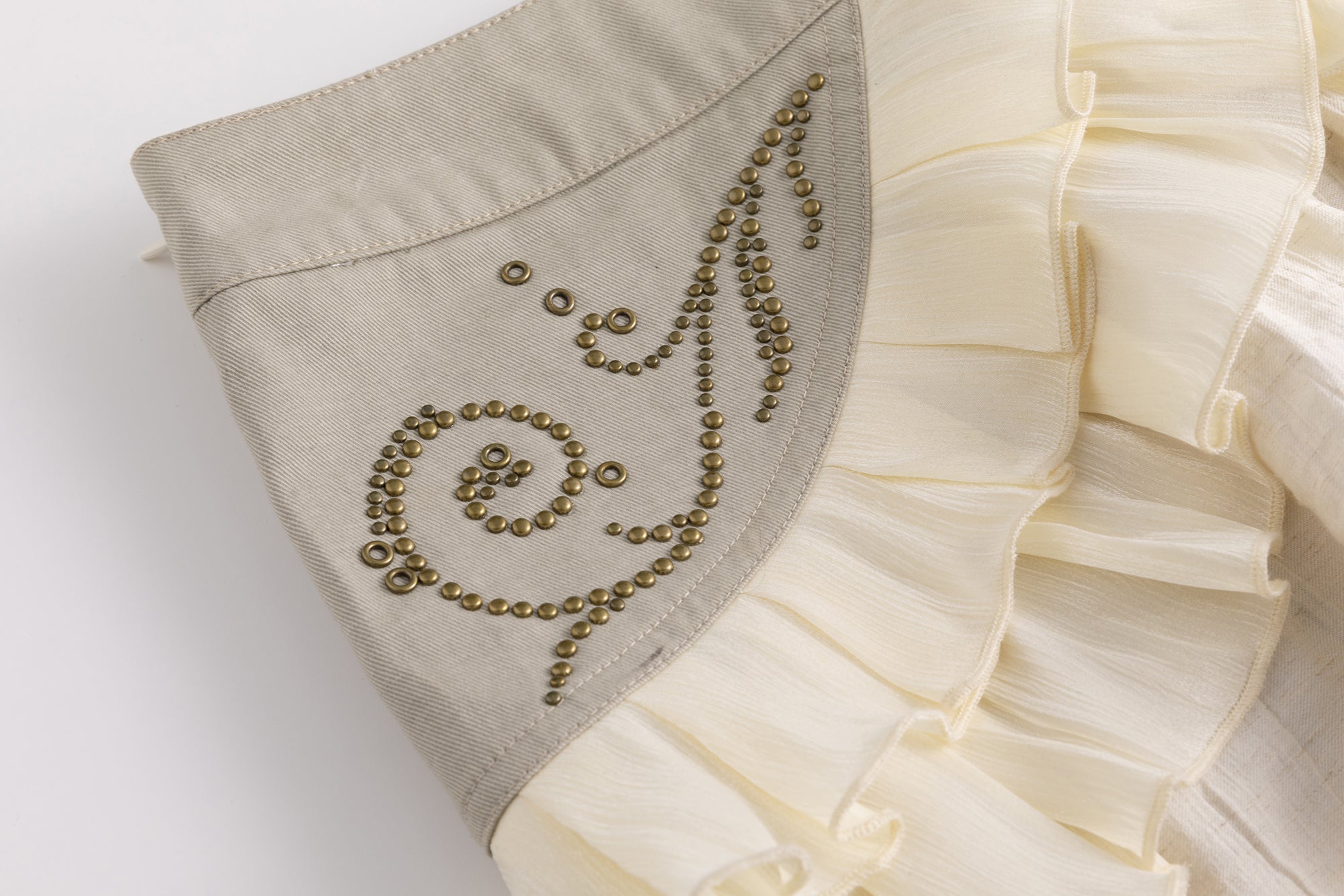 CESTNOUS Scroll-Embellished Layered Ruffle Mini Skirt