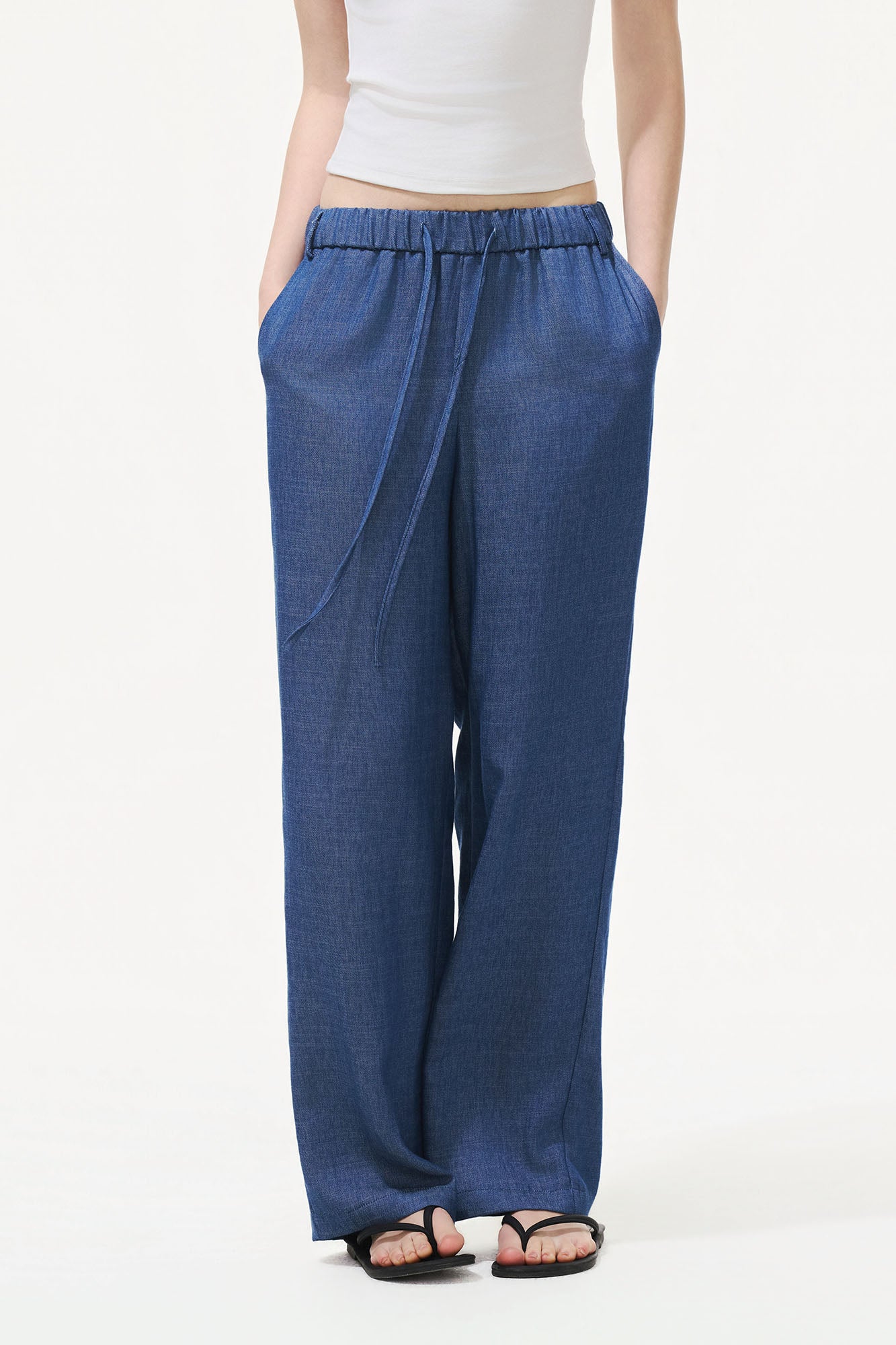 ARTIFICIAL WORLD Draped Drawstring Wide-Leg Pants