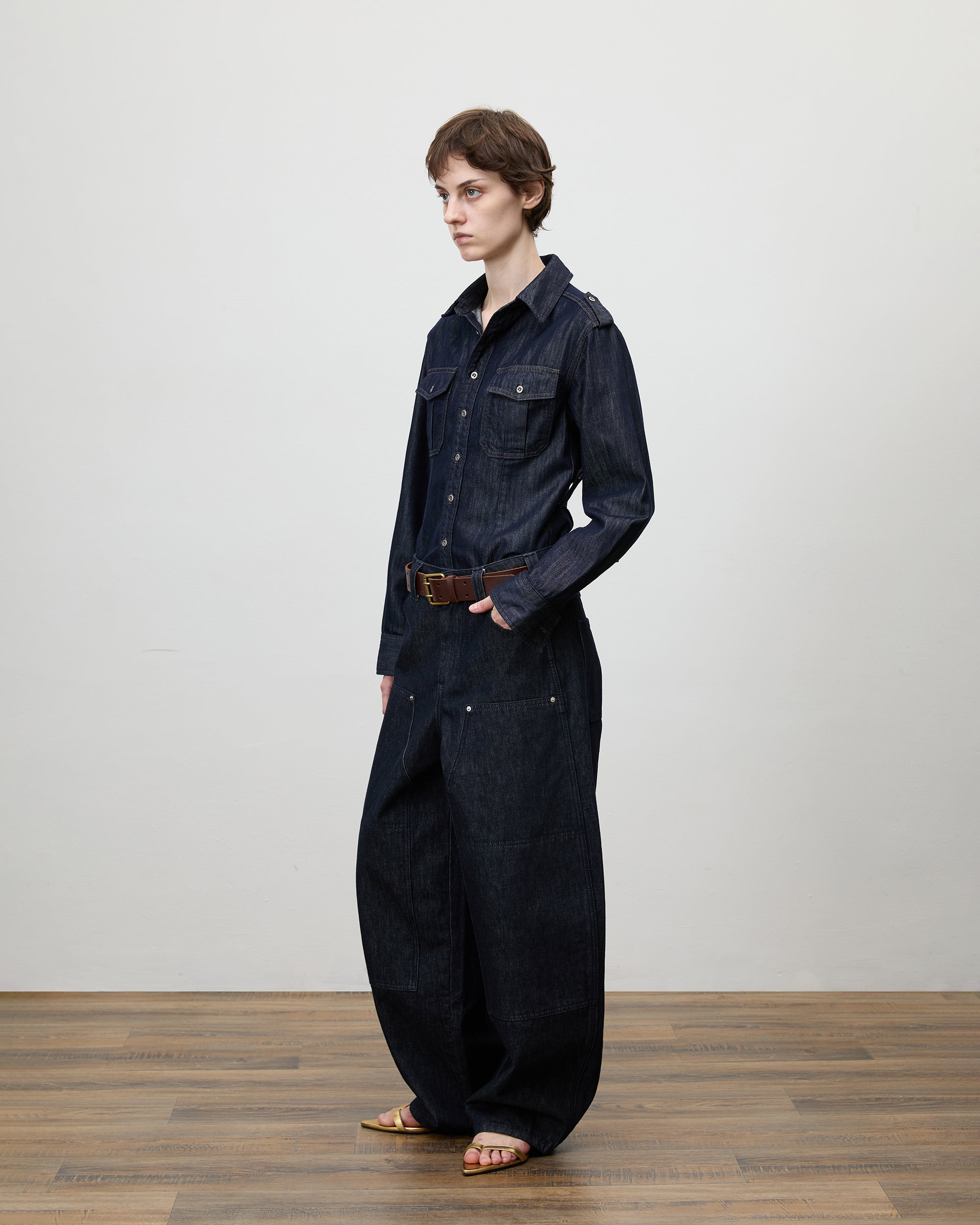 COMMAND N Cinched Waist Utility Denim Shirt Jacket