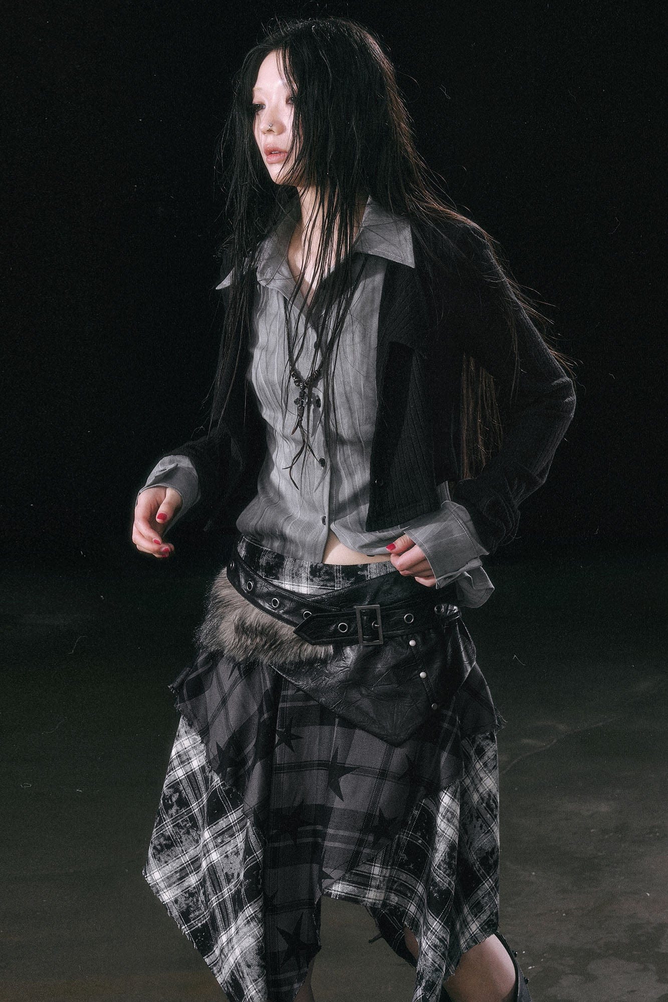 CESTNOUS Spliced Faux Leather Belt Overlay