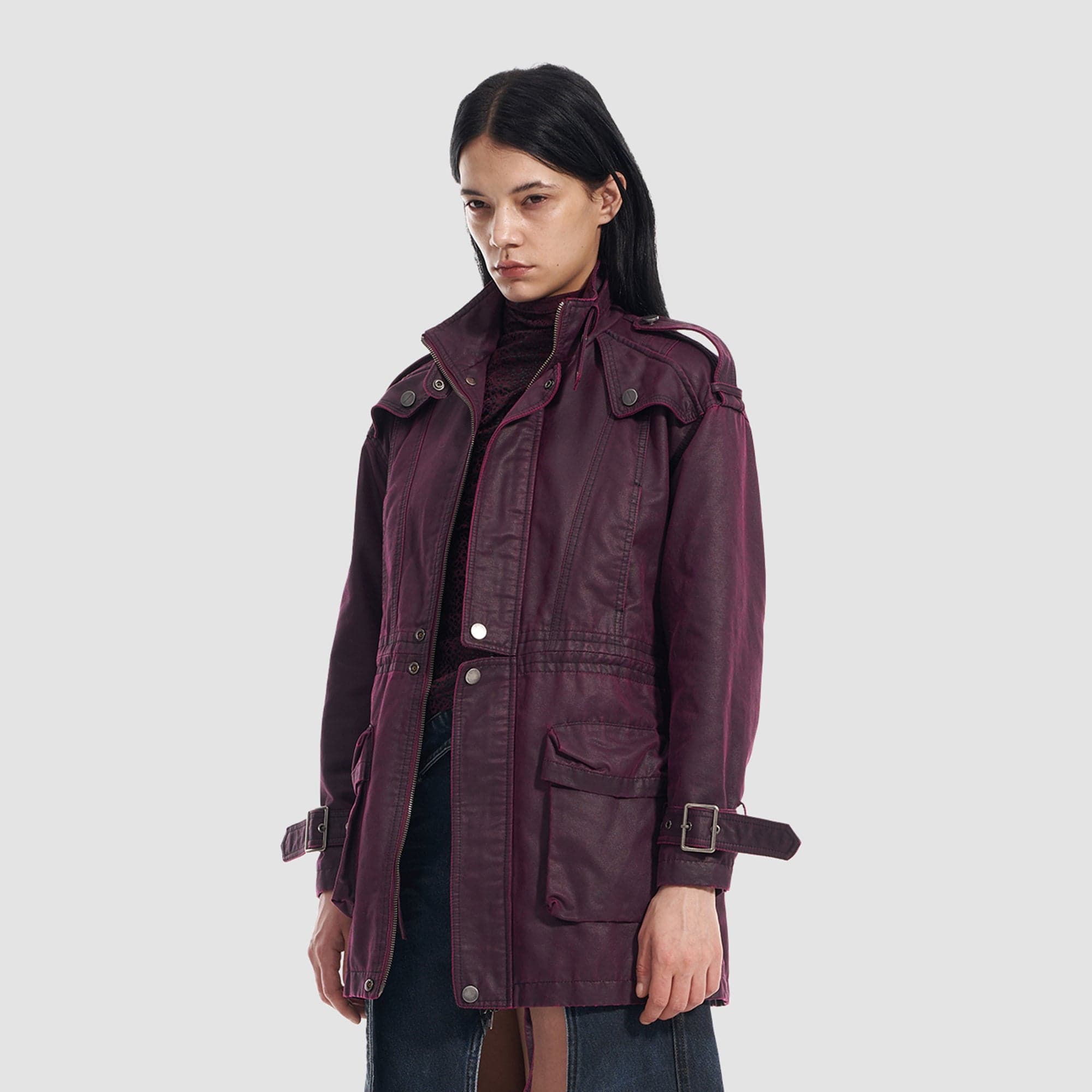 VANN VALRENCE Utility Belted Parka Jacket