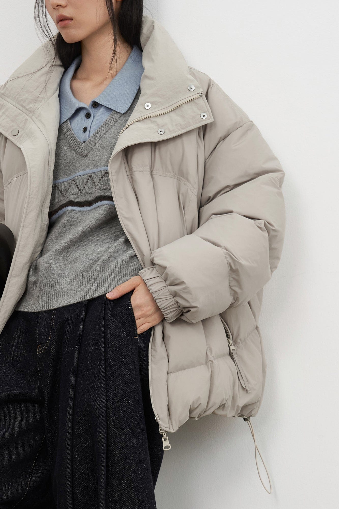 SAME FLOW Reversible Cropped Down Jacket