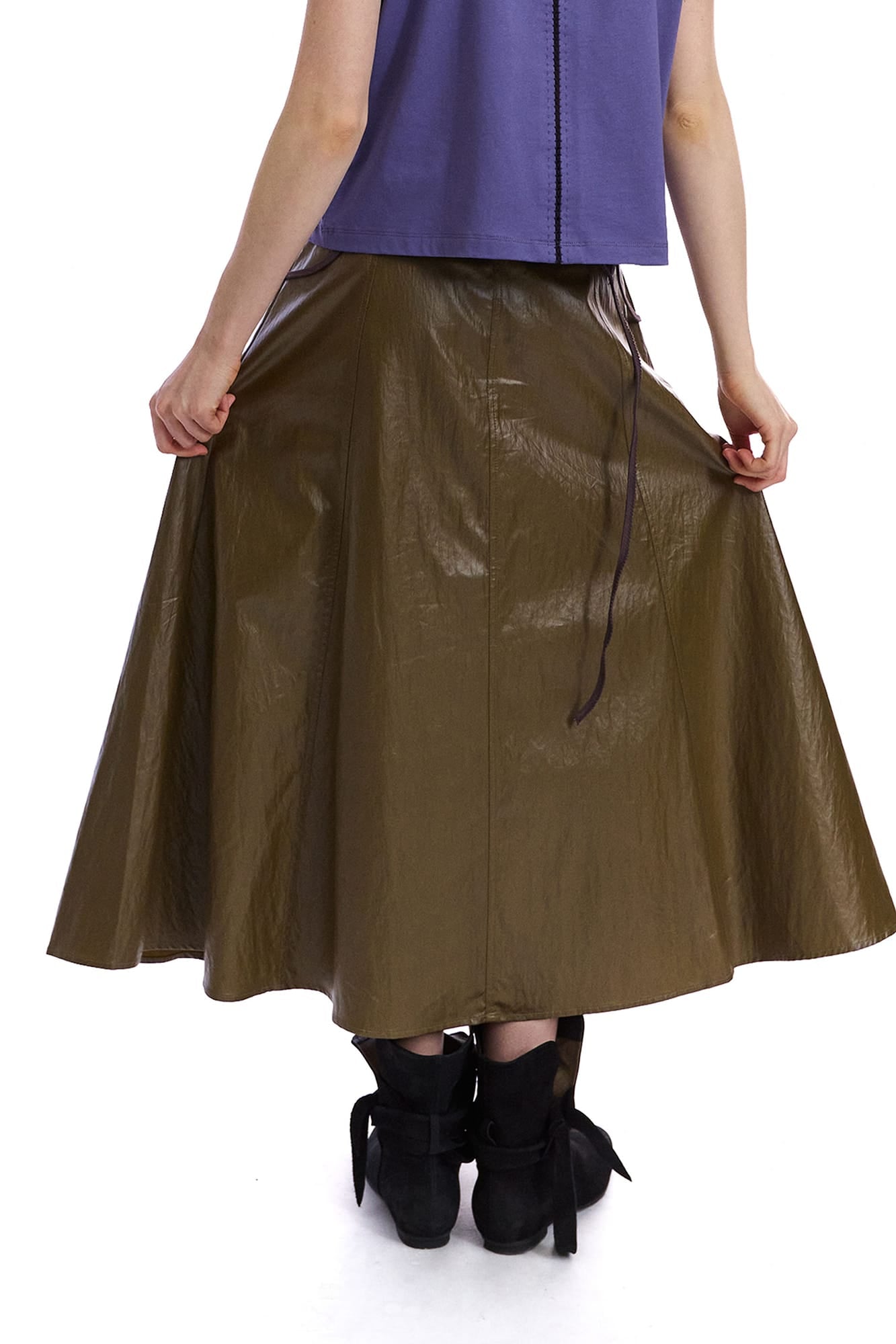 NEVERSEEZ Faux-Leather Lace-Up Wrap Maxi Skirt