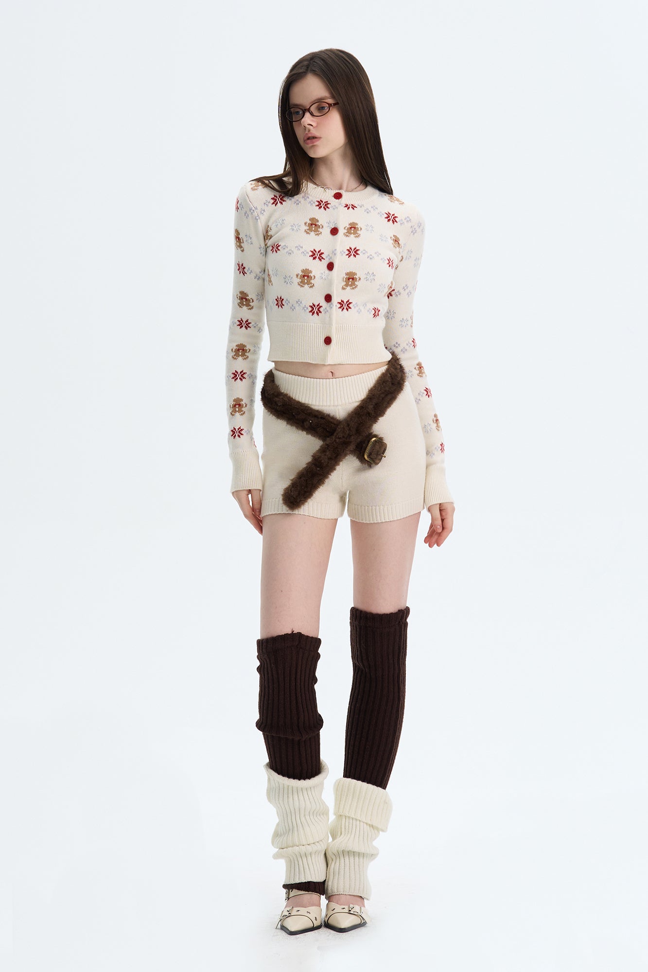 THE NEVERMORE Gingerbread Fair Isle Cropped Cardigan