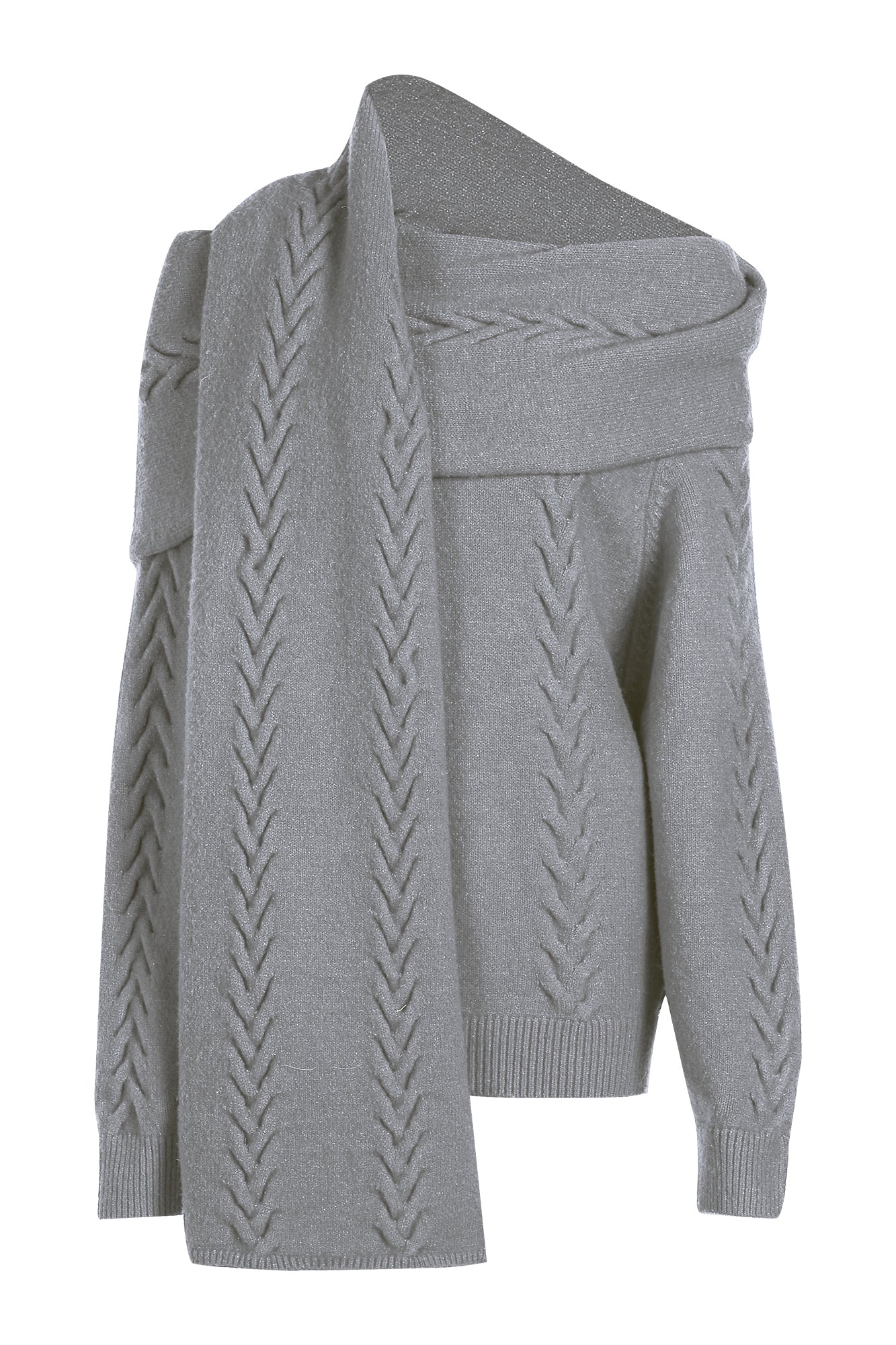 NEVER OFFEND L ANGEL Oversized Draped-Scarf Cable-Knit Sweater
