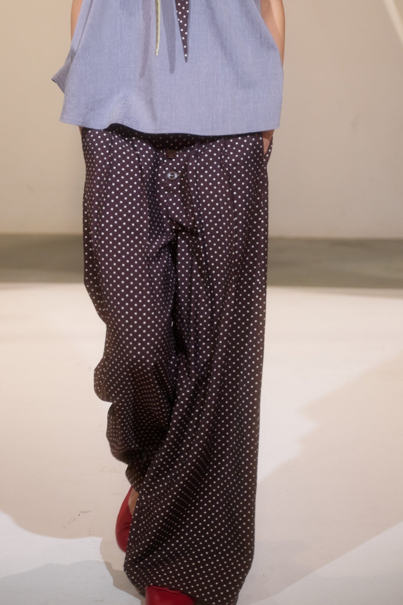 IVETONG Polka Dot Pleated Wide-Leg Pants