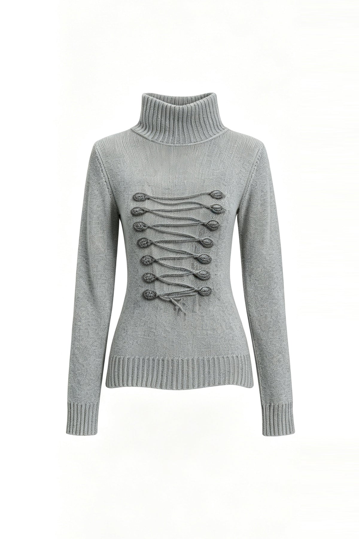 FAYCHUI Baroque Graphic Wool-Blend Mock-Neck Sweater